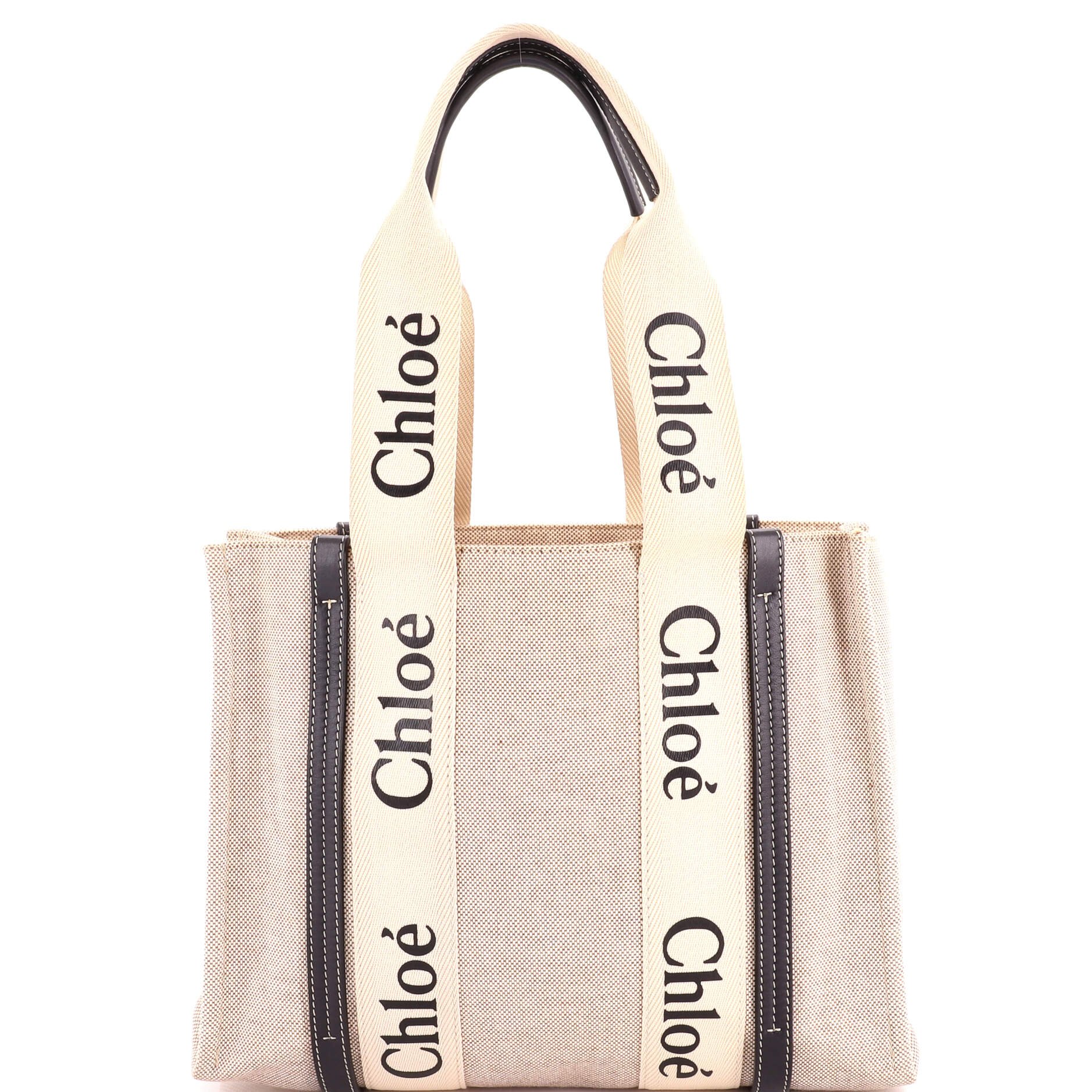 Woody Tote Canvas with Leather Medium
