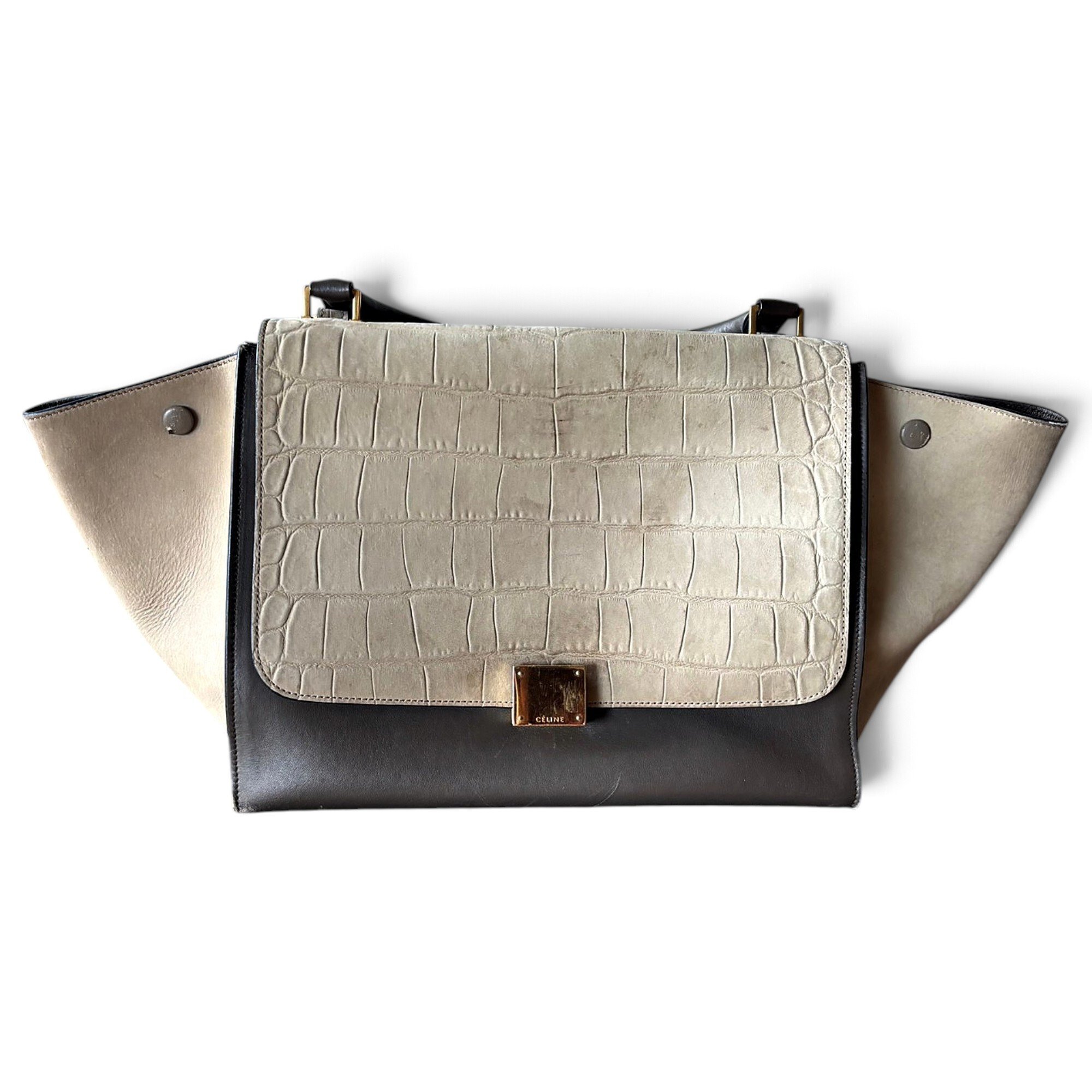 Trapèze leather handbag