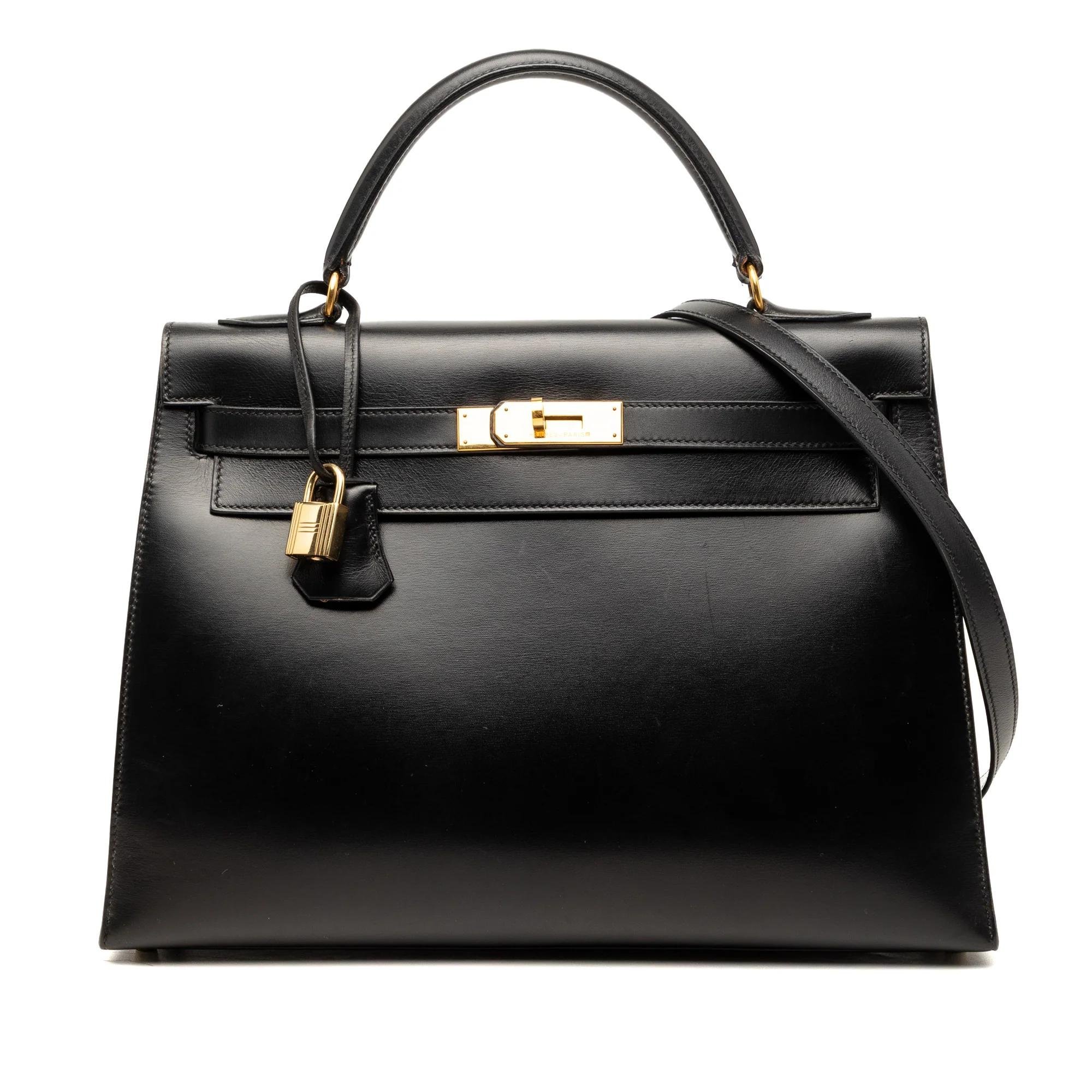 Hermes Kelly 32 Handbag Box Calf Leather 1994
