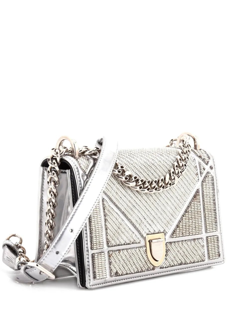 Diorama Flap Bag Beaded Leather Small shoulder bag