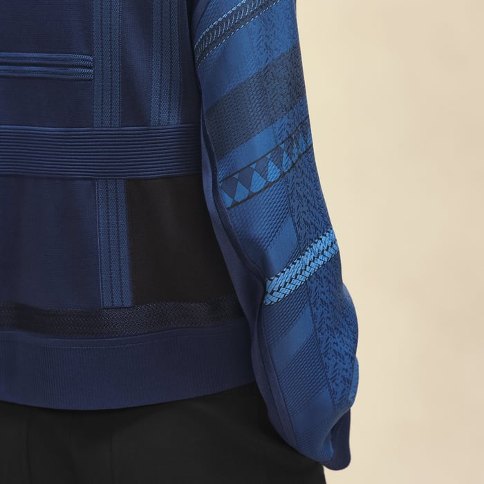 Bleu Encre "Dressage Tressage" Long-sleeve Twillaine Sweater