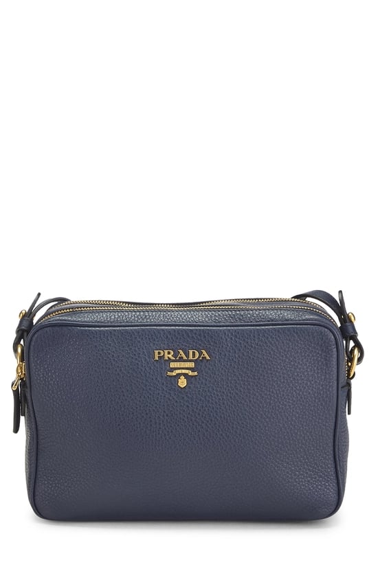 Navy Vitello Daino Double Zip Camera Bag
