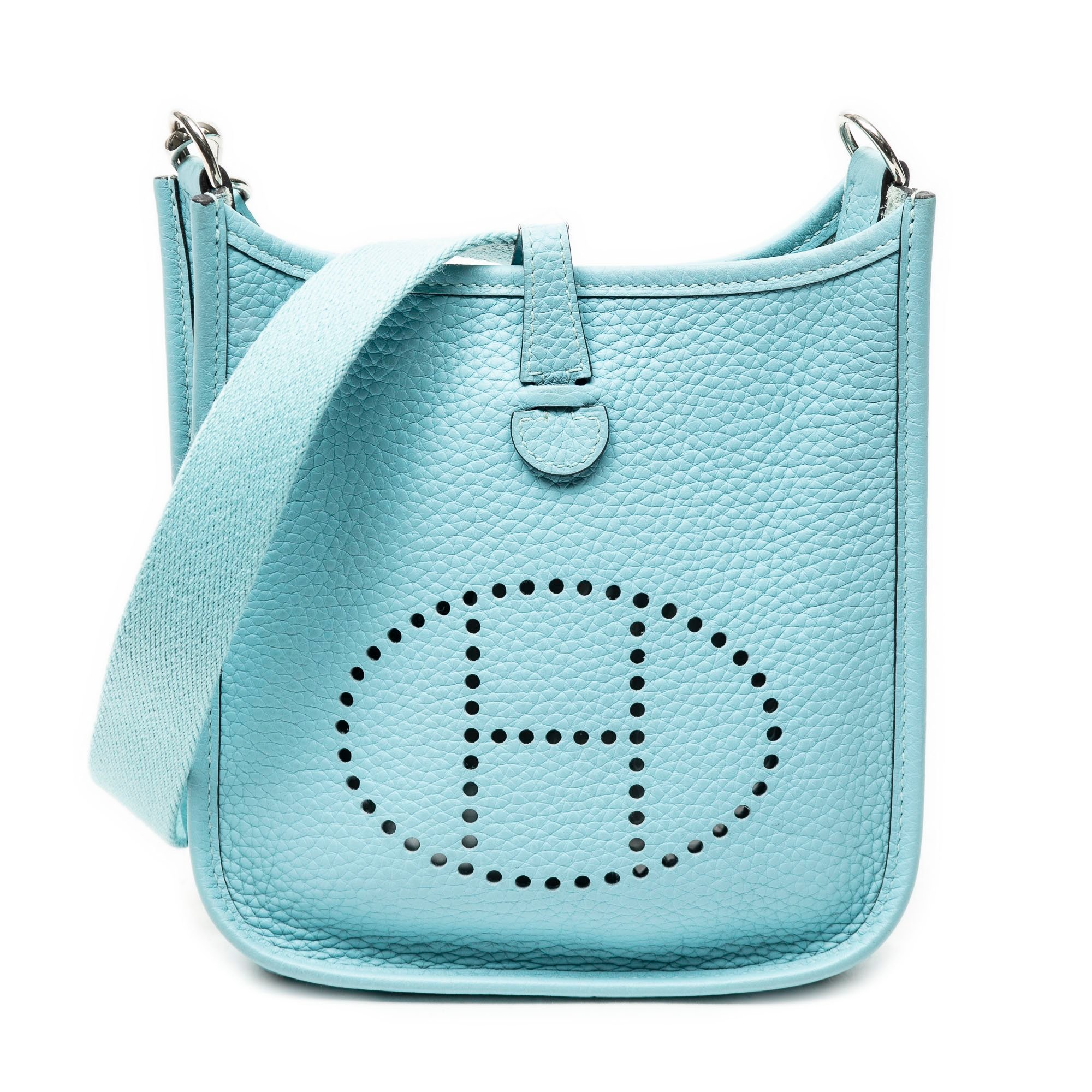 Hermes Evelyne Handbag Turquoise Clemence Leather 2016