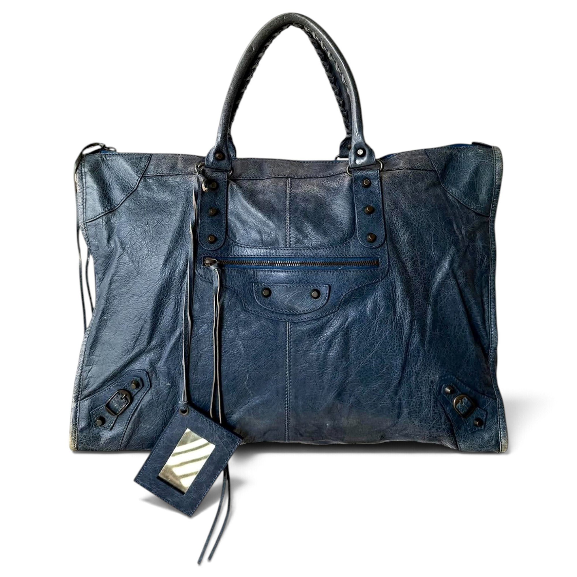 Weekender leather handbag