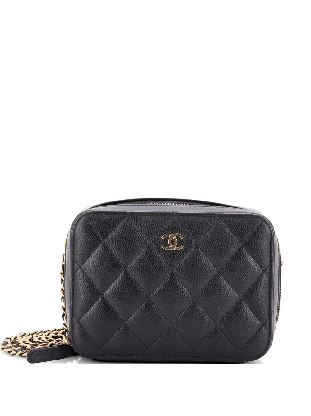 Square CC Chain Camera Bag Quilted Caviar Mini shoulder bag