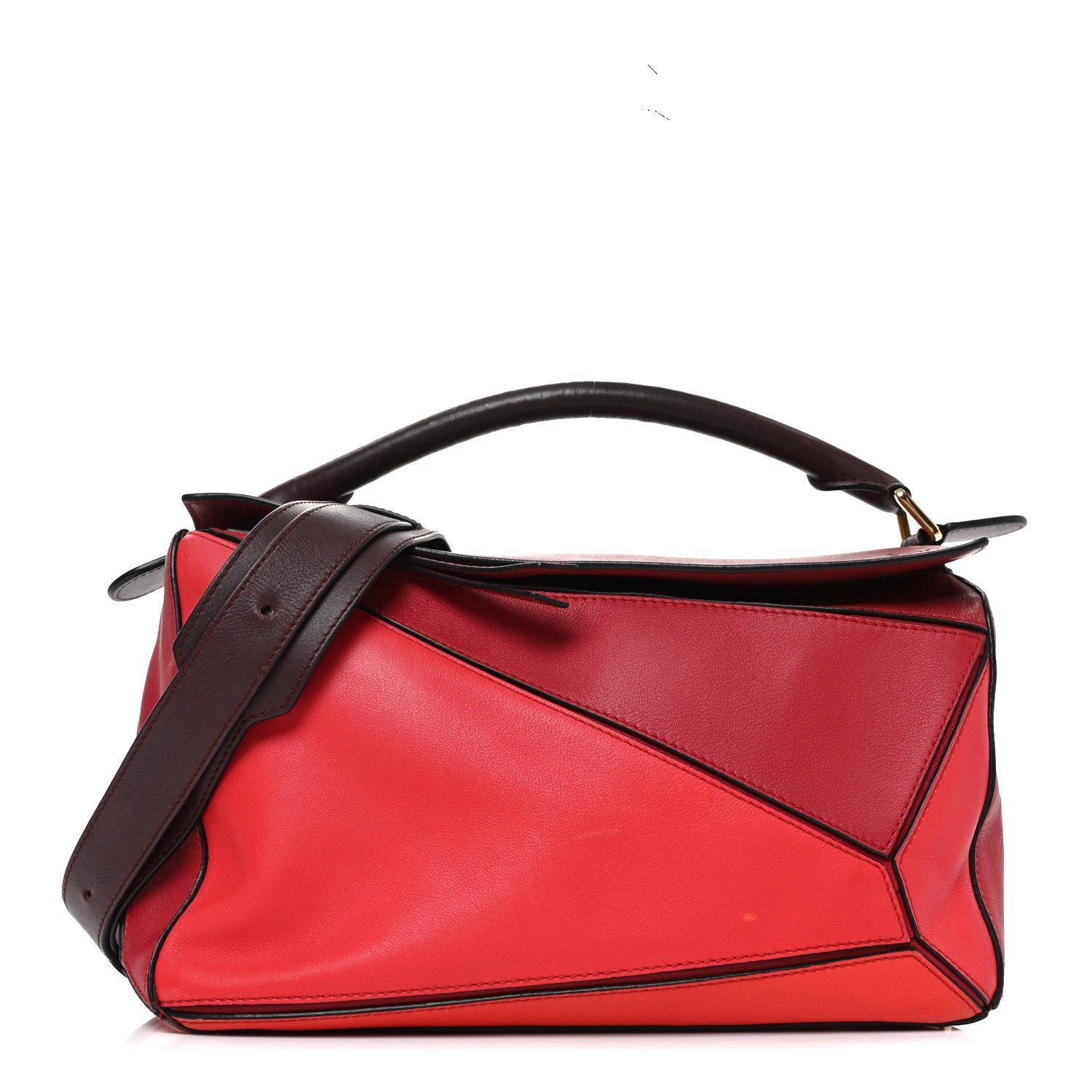 Loewe Loewe Calfskin Colorblock Medium Puzzle Bag Red