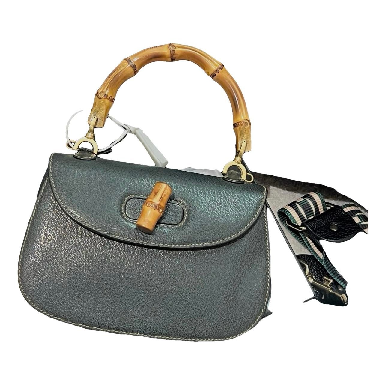 Convertible Bamboo Top Handle leather handbag