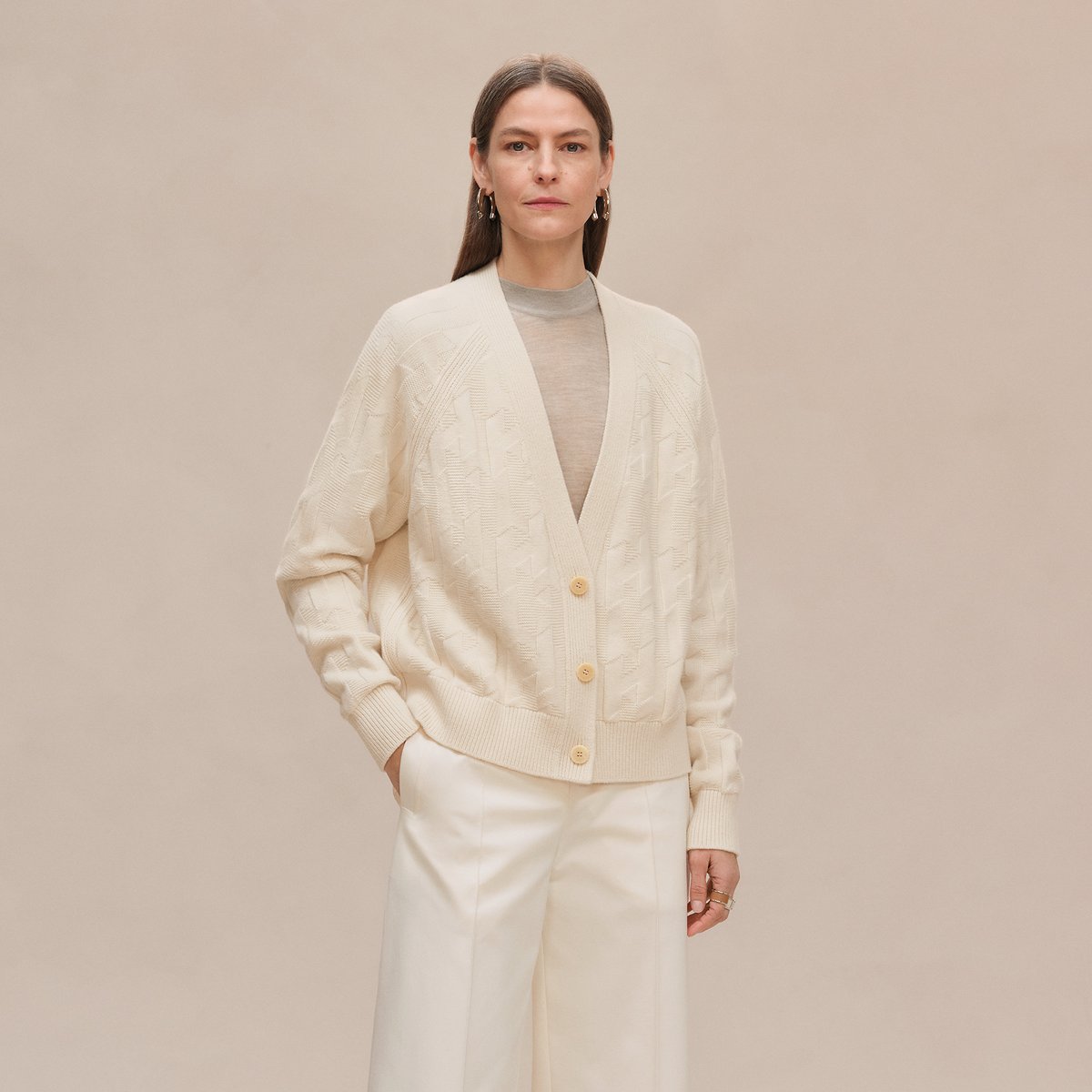 "H" long-sleeve cardigan