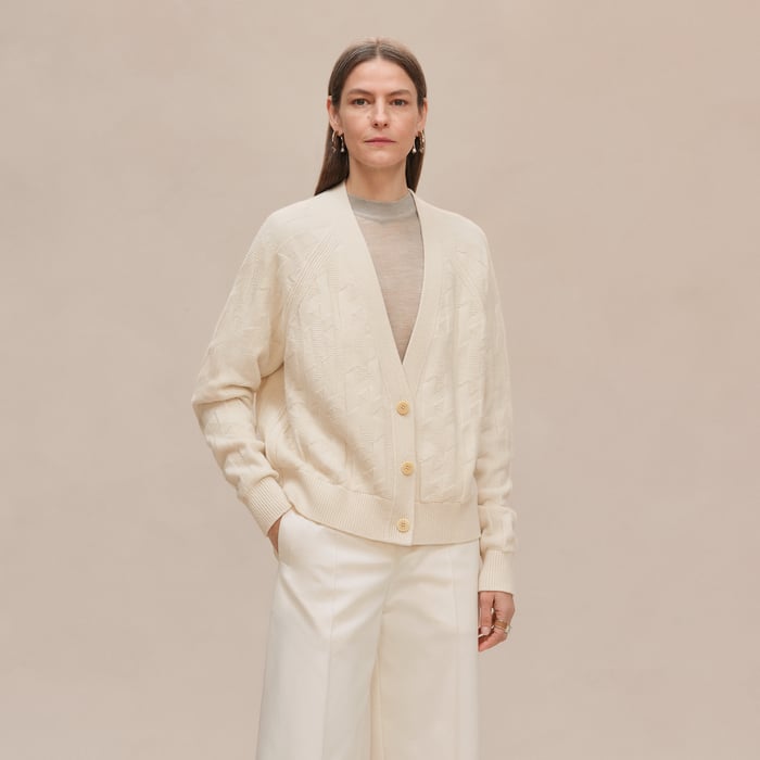 Blanc Naturel "H" Long-sleeve Cardigan