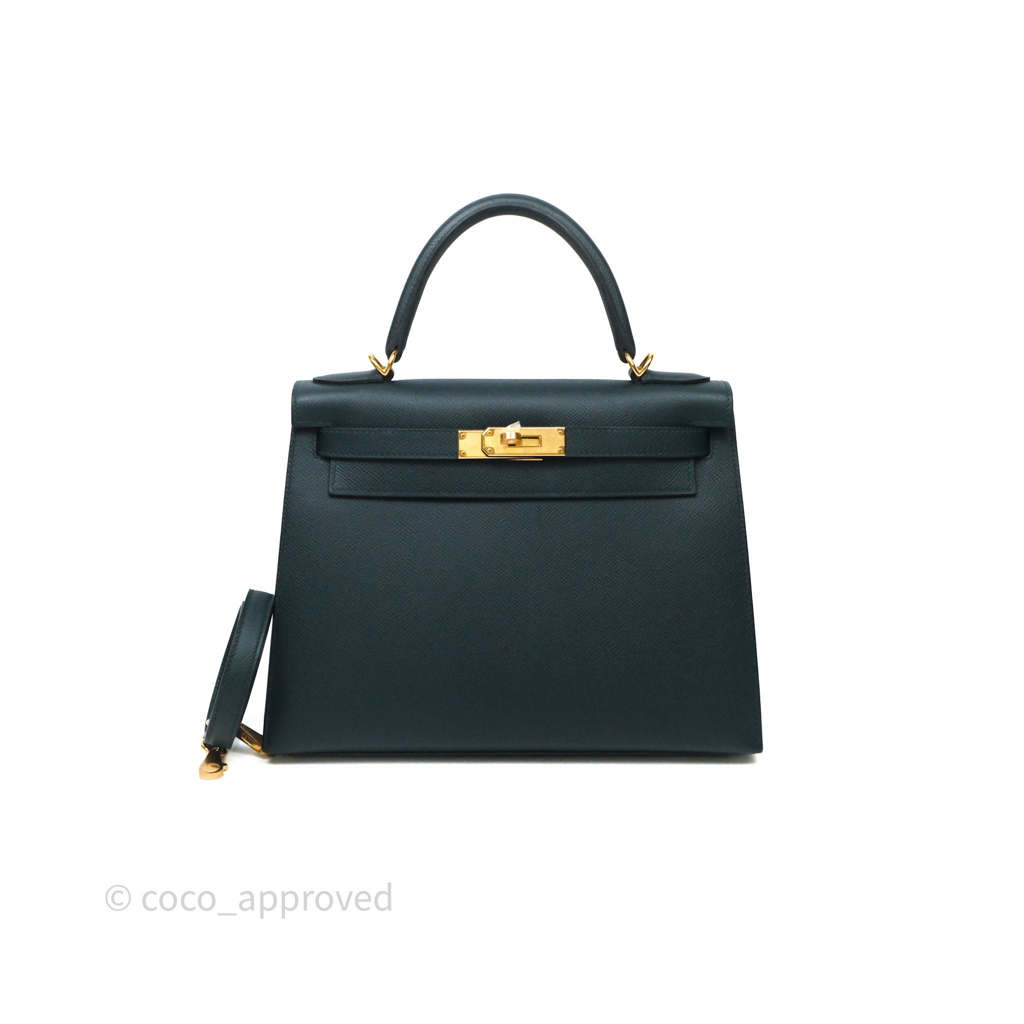 Hermès Kelly 28 6O Vert Cyprès Epsom Gold Hardware