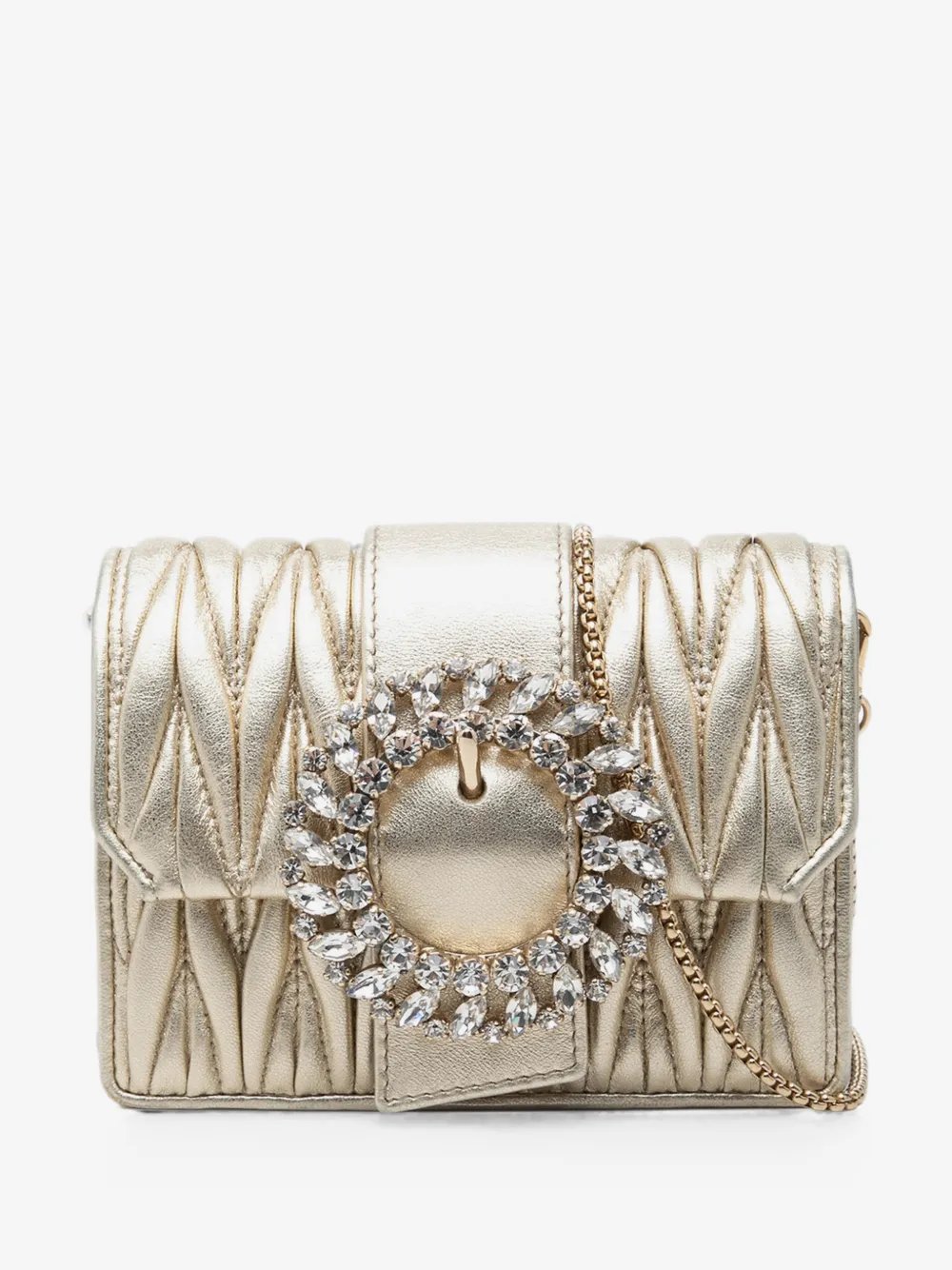 Miu Miu 2010-2026 Mini Matelasse Metallic Nappa Crystal Embellished crossbody bag