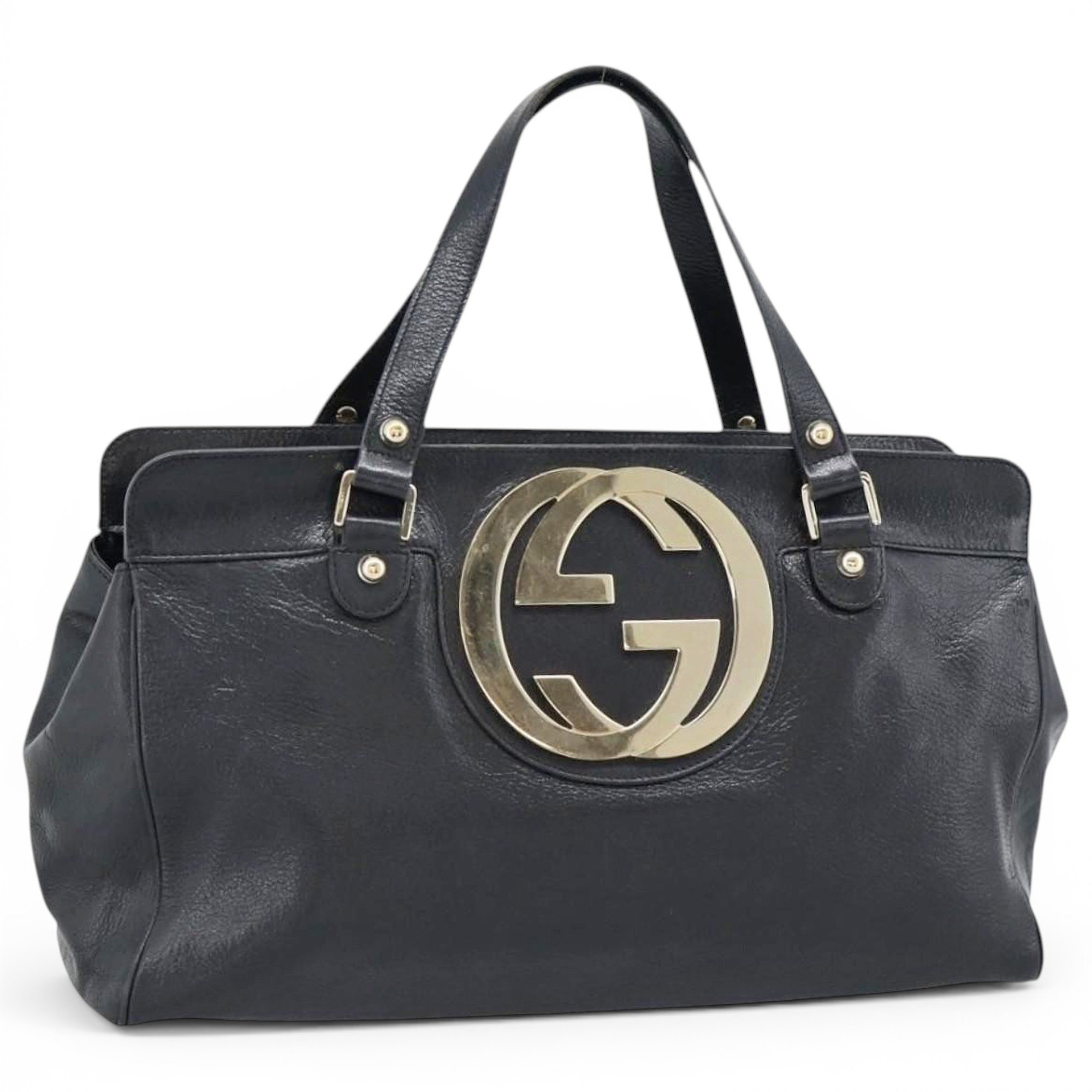 Interlocking leather handbag