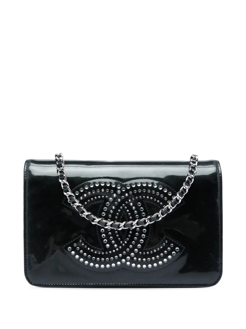 2009-2010 CC Patent Strass Embellished Wallet On Chain crossbody bag