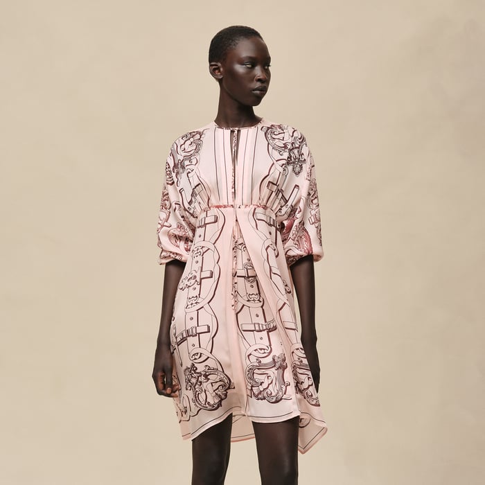 Rose Opaline "Ferronnerie Remix" Knotted Collar Dress
