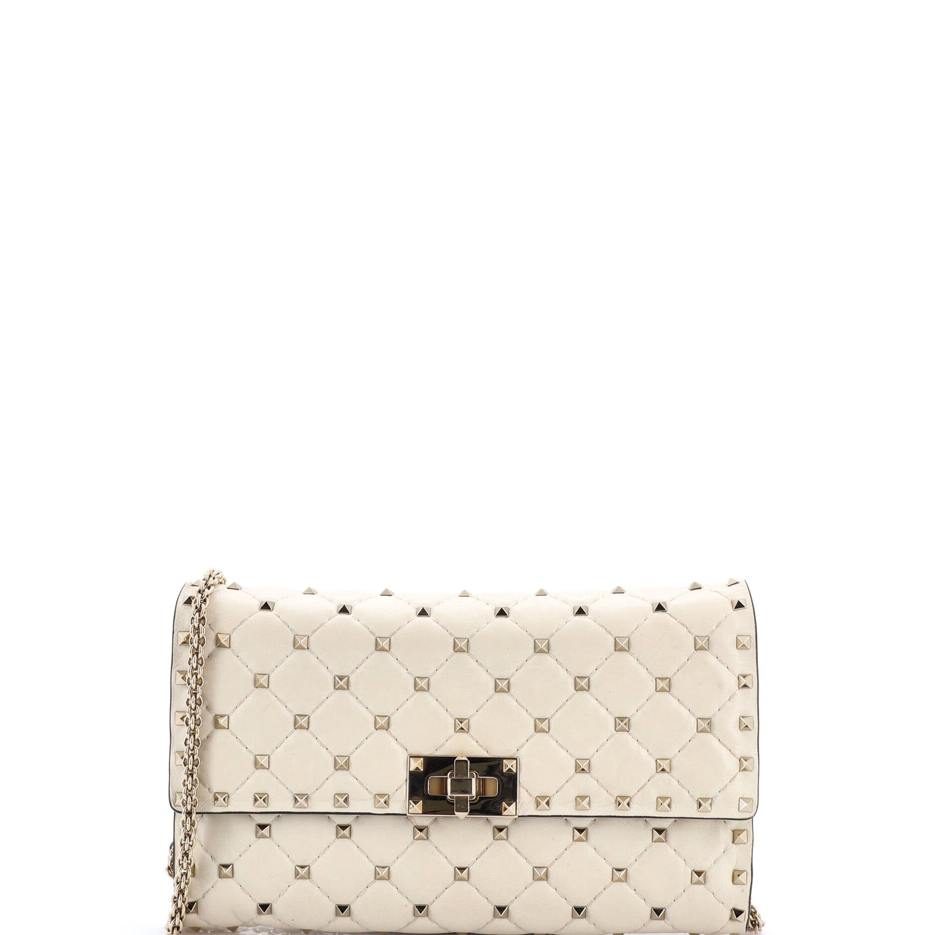 Valentino Garavani Rockstud Spike Wallet on Chain Quilted Leather Small