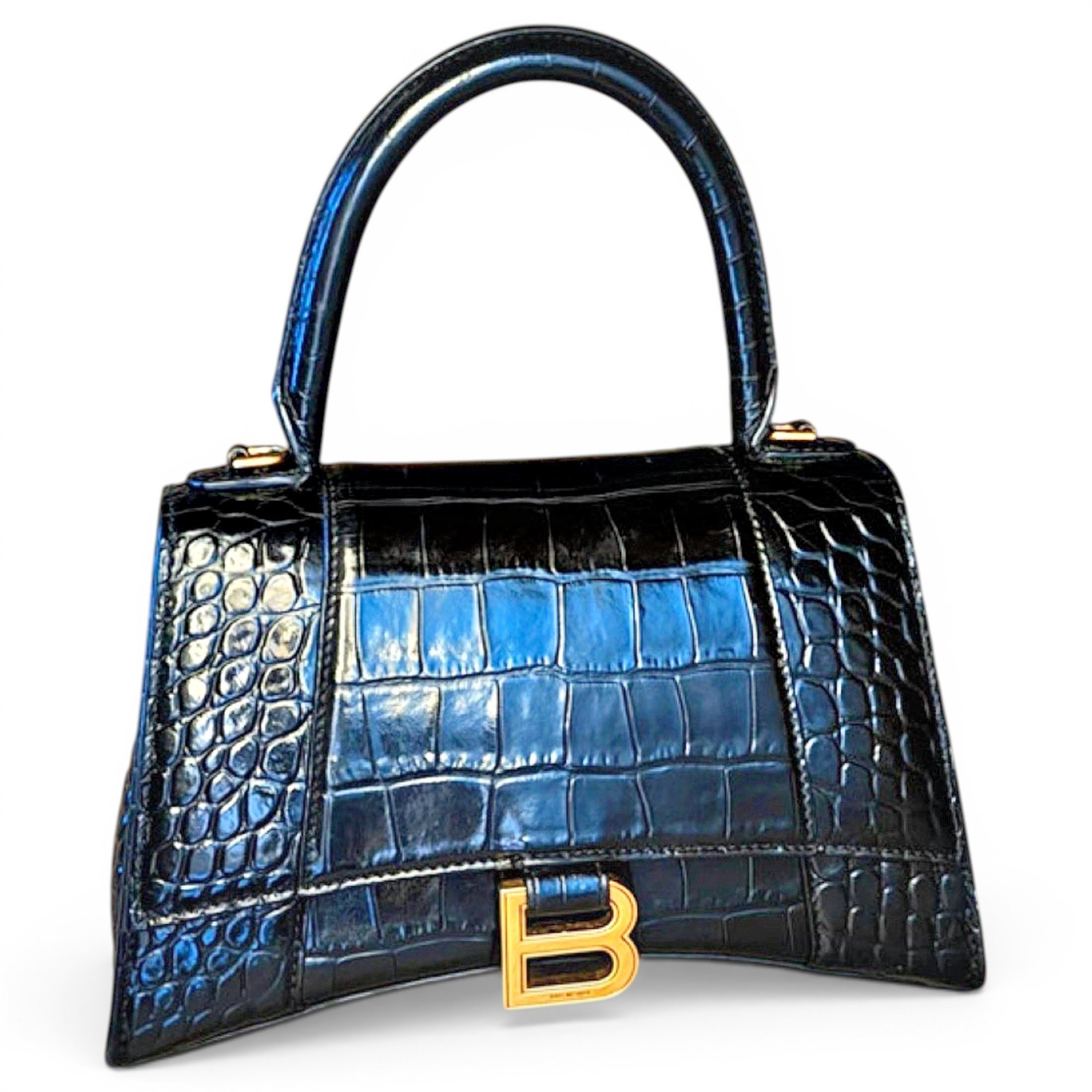 Hourglass leather handbag