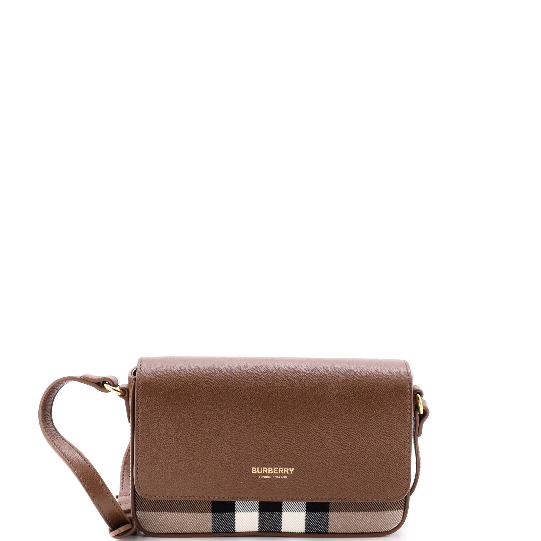 New Hampshire Shoulder Bag House Check Canvas and Leather Small