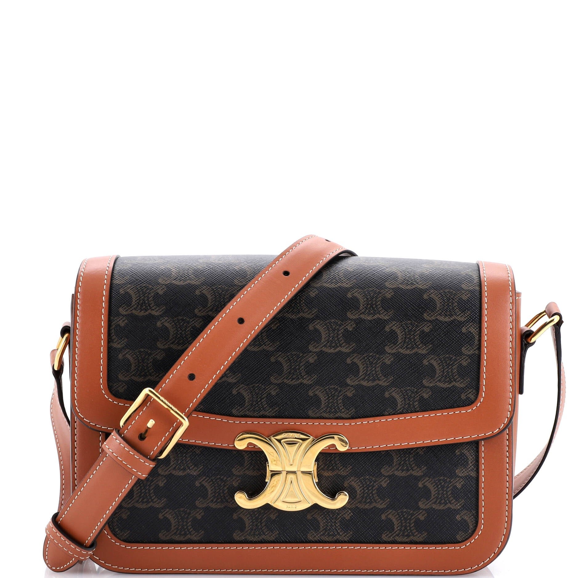 Celine Triomphe Shoulder Bag Triomphe Coated Canvas Medium