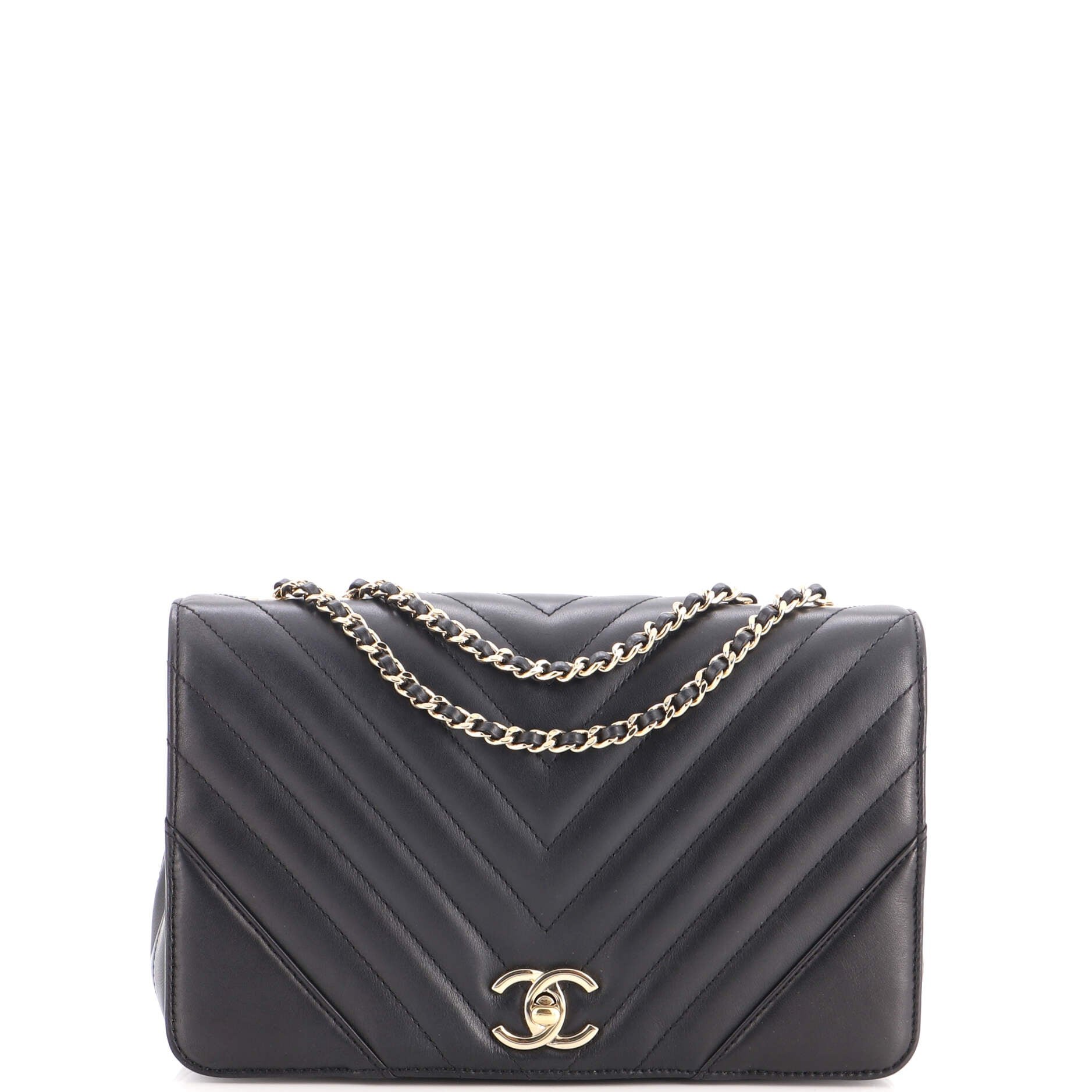 Statement Flap Bag Chevron Calfskin Small