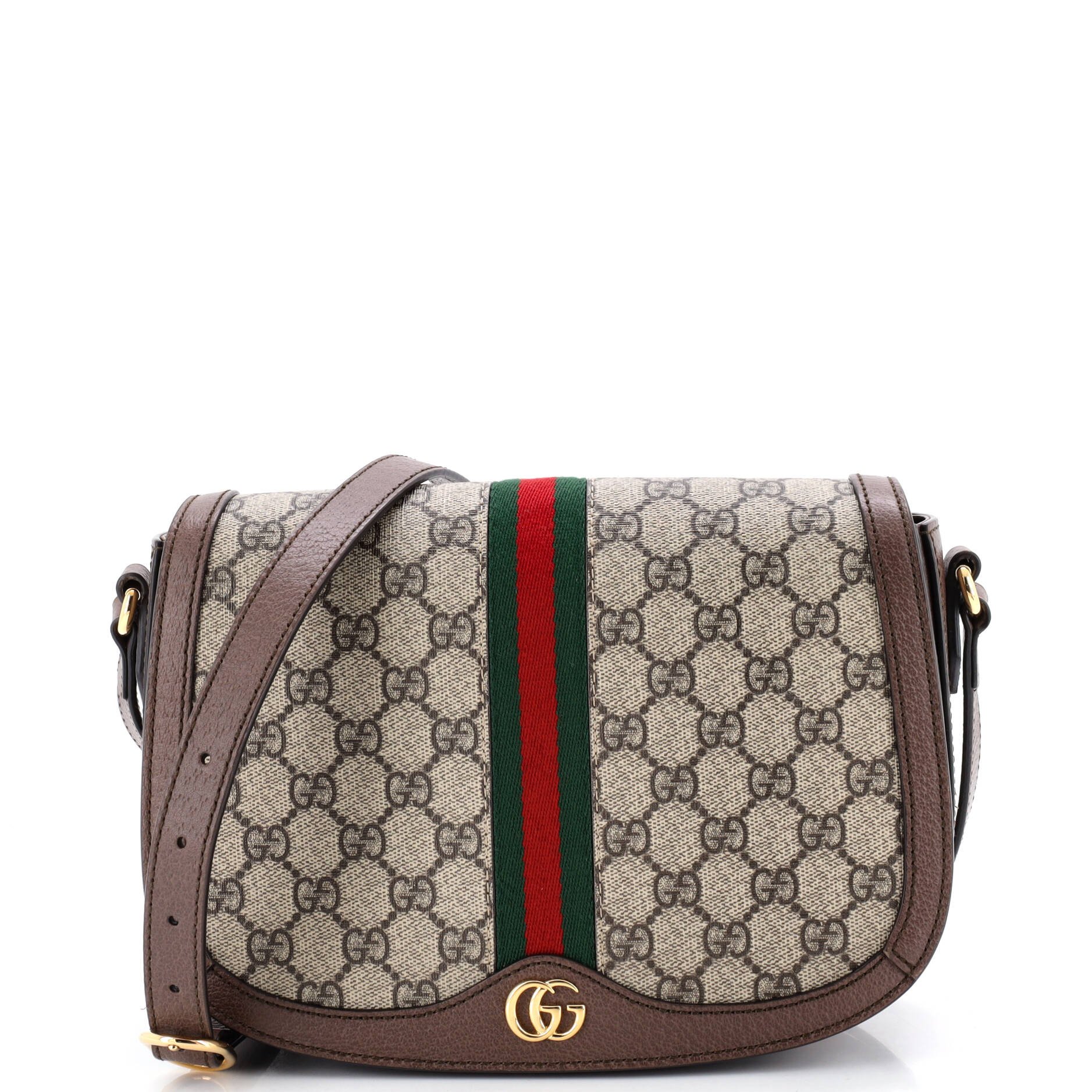 Gucci Ophidia Saddle Flap Shoulder Bag GG Coated Canvas Small