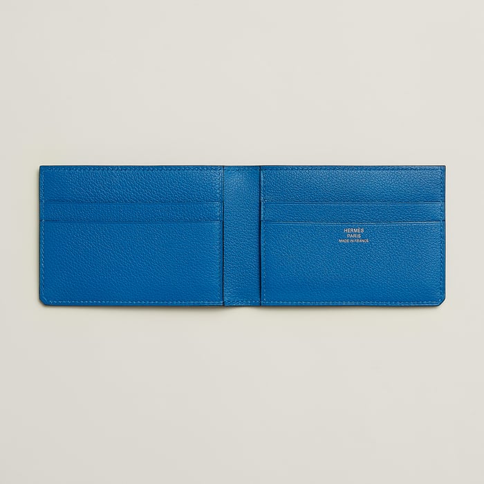 Hermès H Sellier verso card holder Noir/Bleu Zellige Evercolor