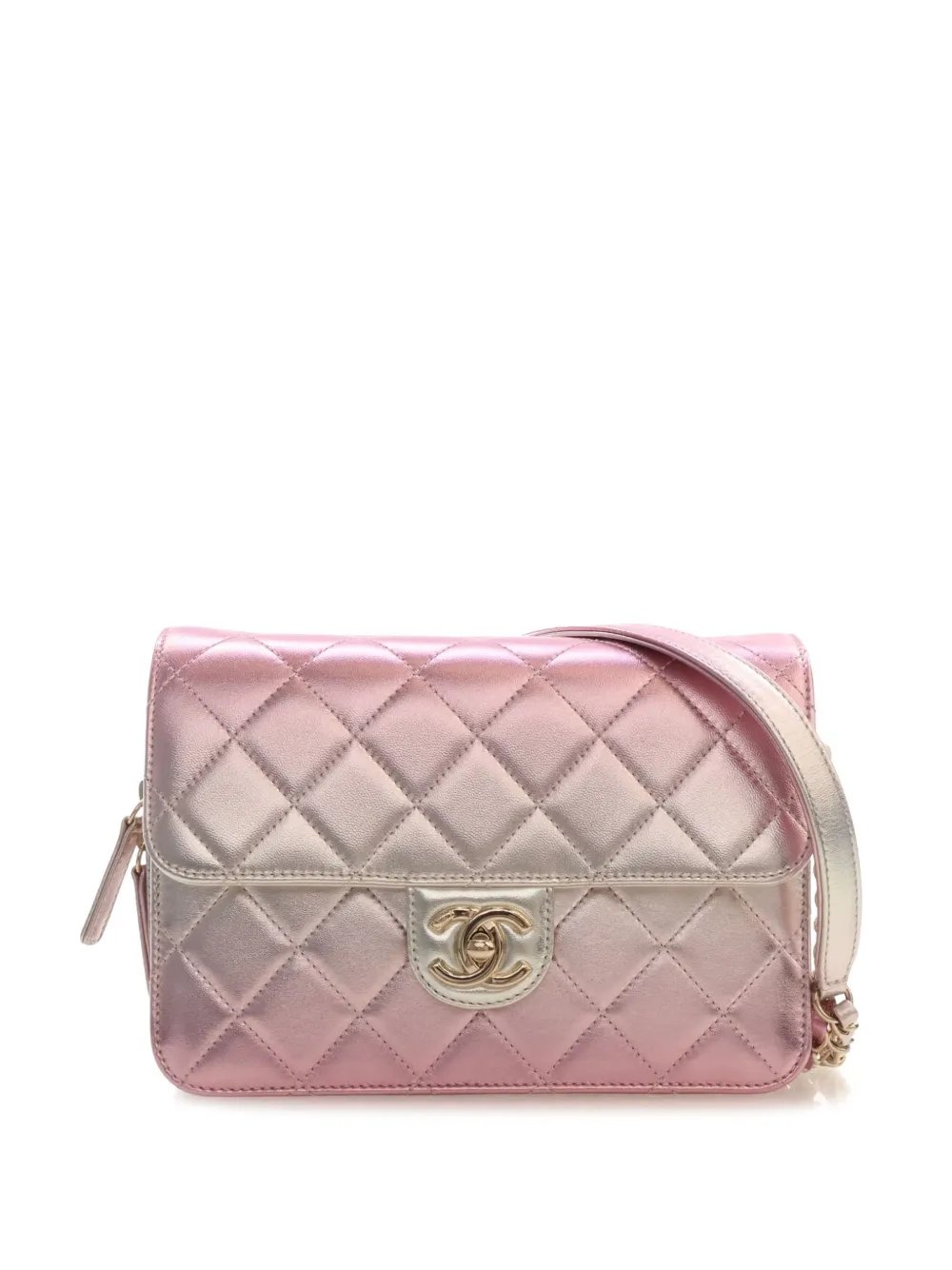 2021-2026 Large Quilted Gradient Metallic Lambskin Like A Wallet Flap crossbody bag