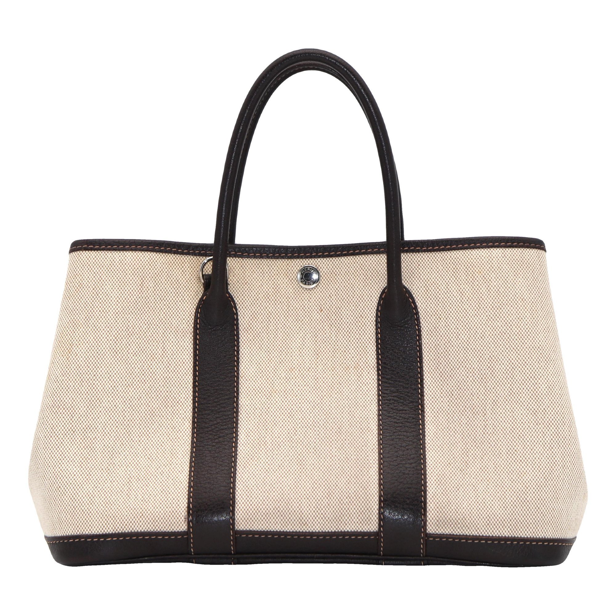 Hermes Garden Party Handbag Beige Toile Officier Canvas 2004