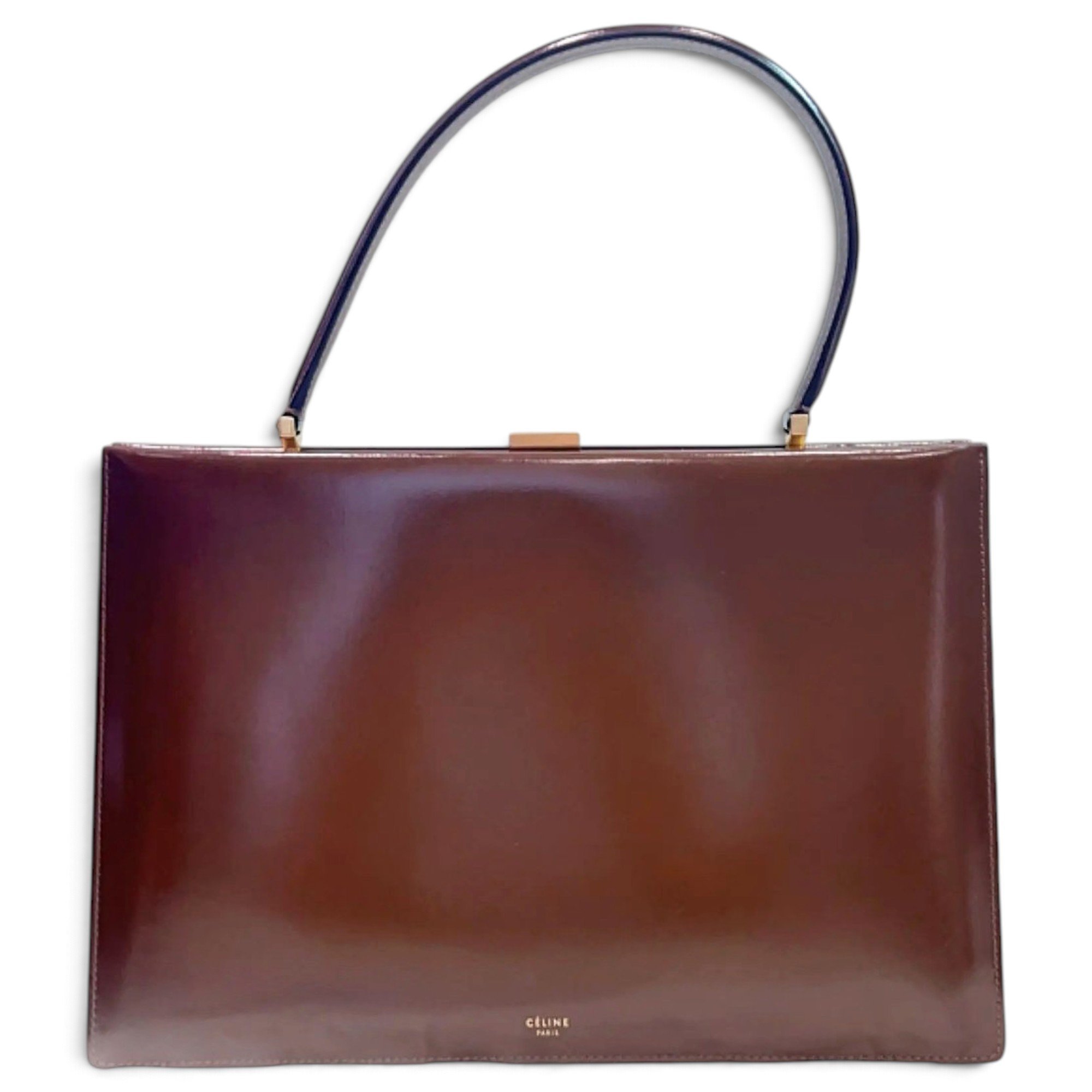 Clasp leather handbag