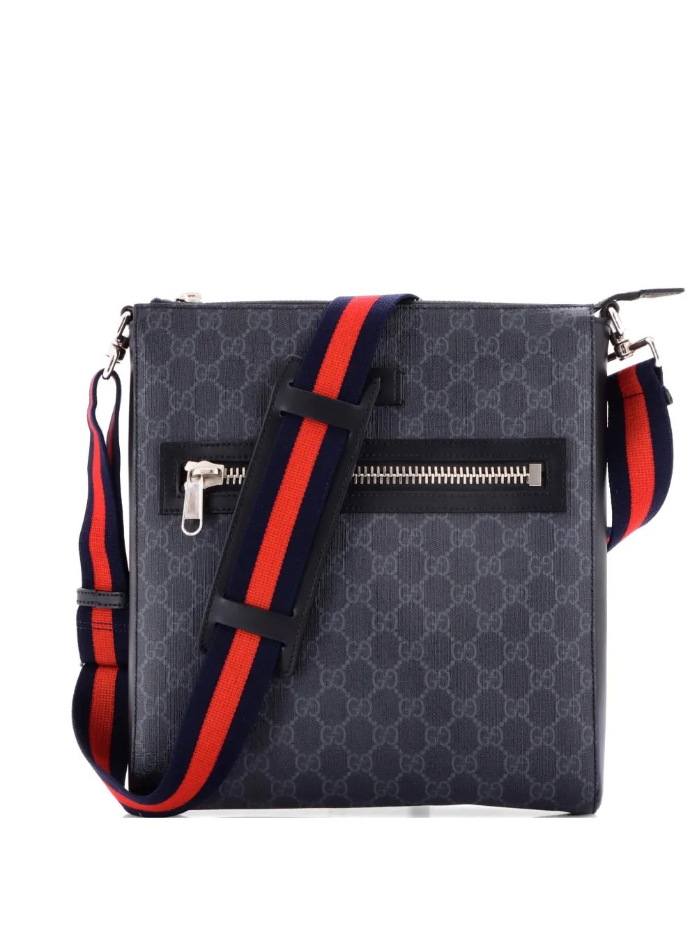 Web Strap Front Zip Messenger Bag GG Coated Canvas Medium crossbody bag