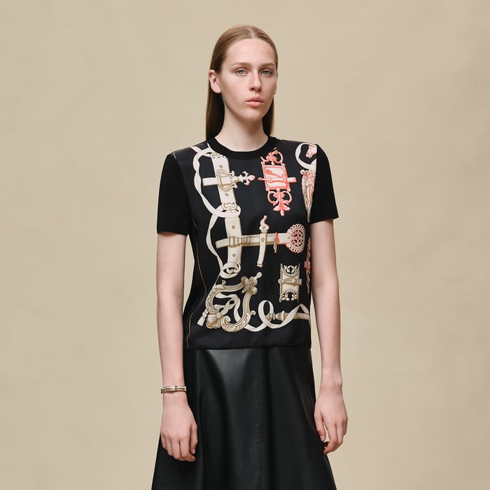 Noir "Ferronnerie Remix" Short-sleeve Twillaine Sweater
