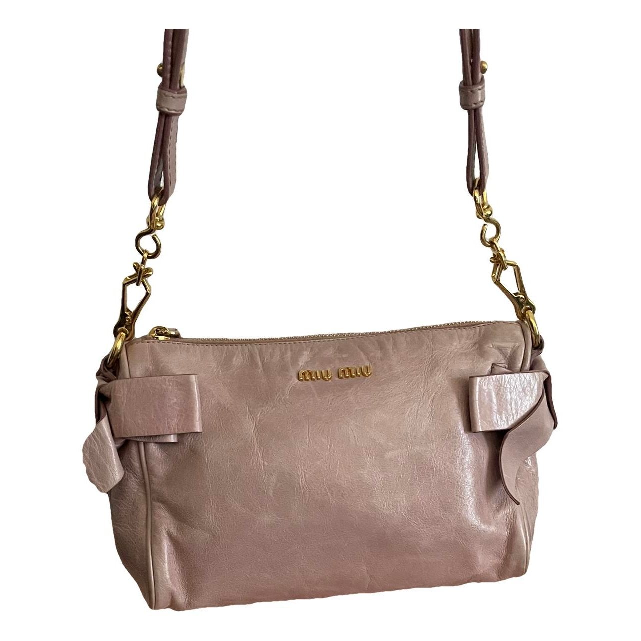 Bow bag leather handbag