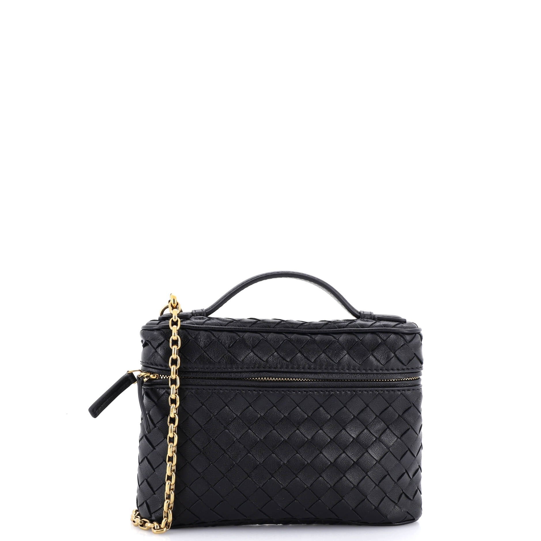 Soft Chain Vanity Case Intrecciato Leather Small