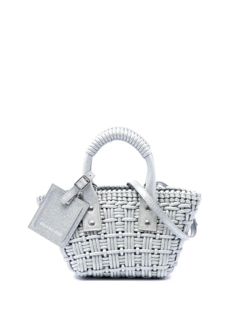2022 Metallic Faux Leather Bistro Basket Bag XXS satchel