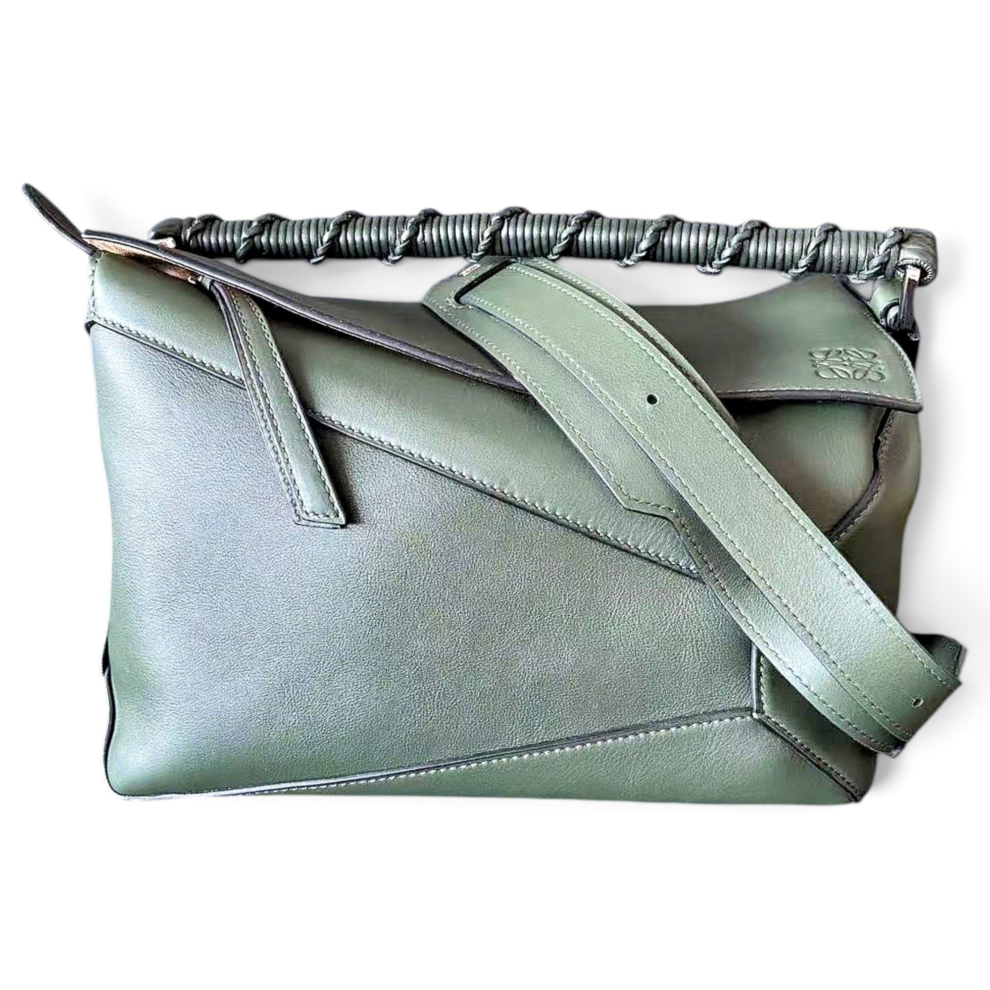 Puzzle leather handbag