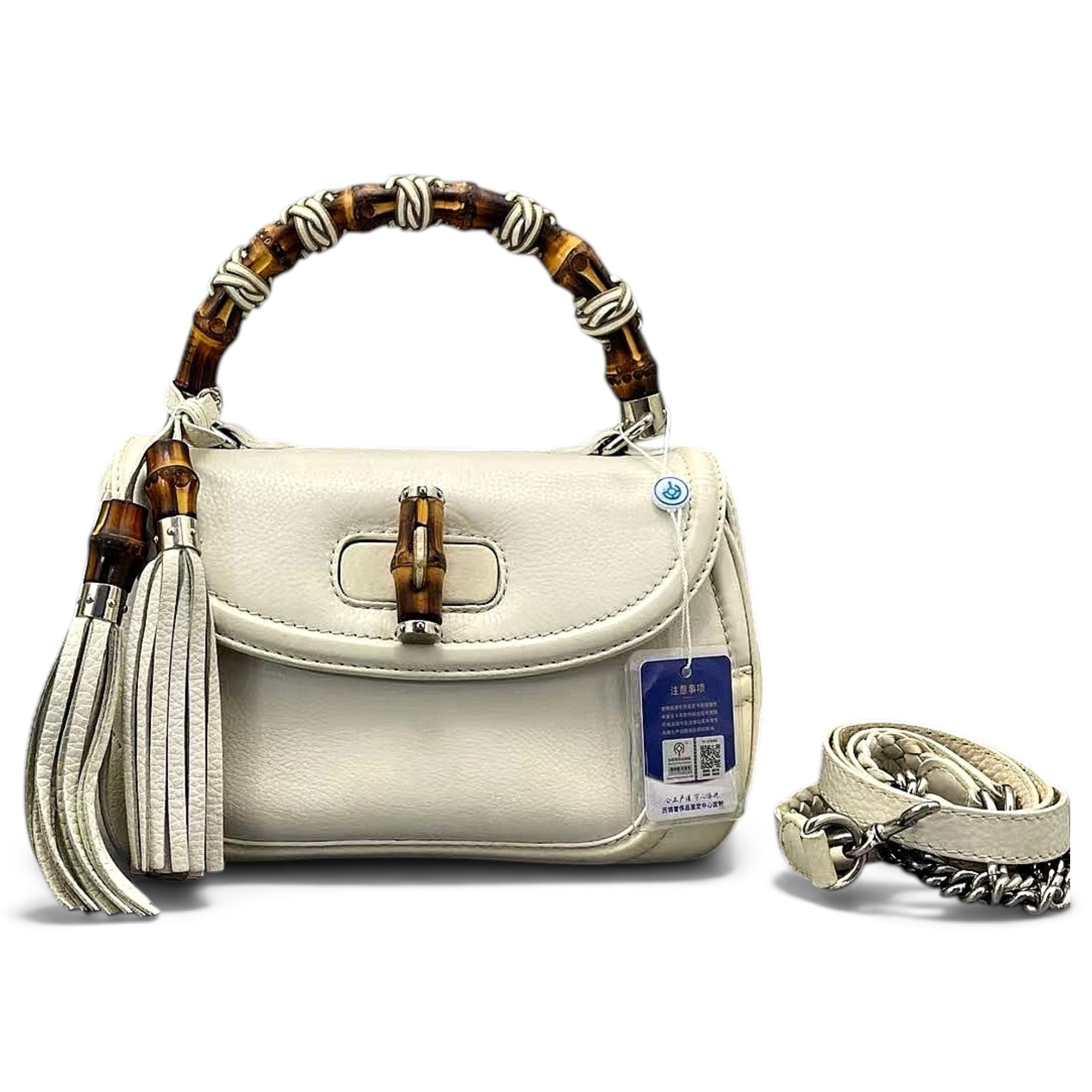 Convertible Bamboo Top Handle leather handbag