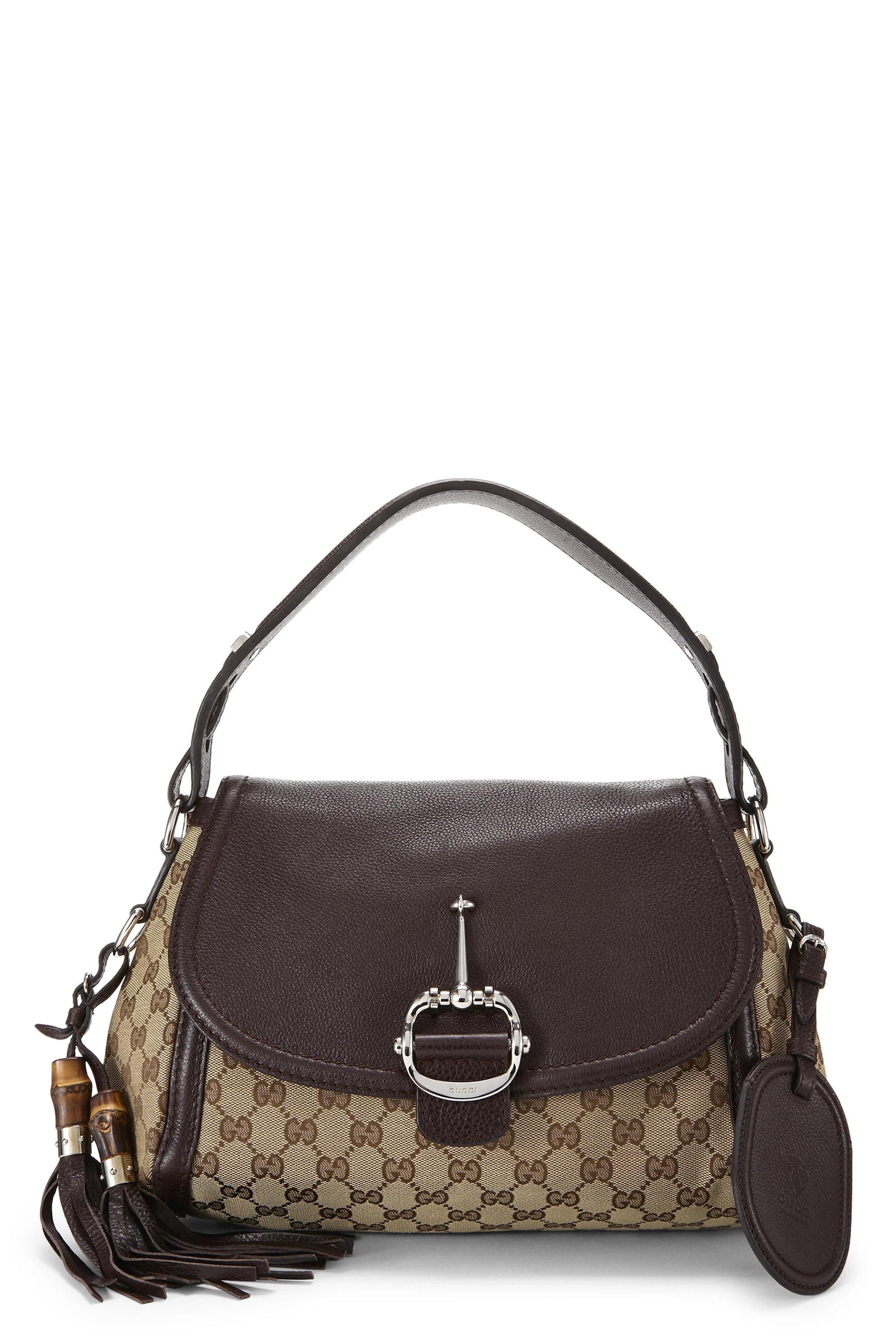 Brown Original GG Canvas Horsebit Shoulder Bag
