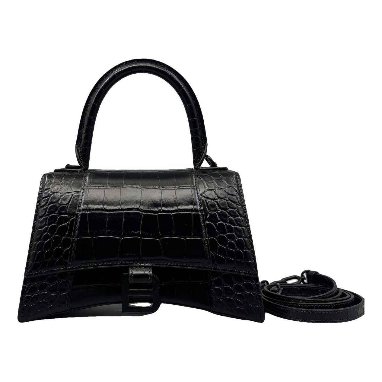 Hourglass leather handbag