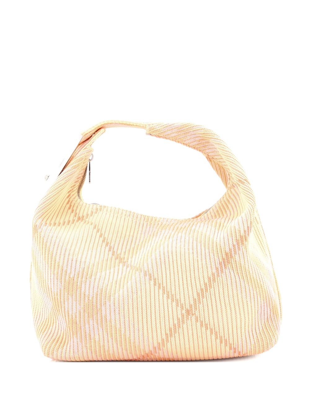 Peg Handle Bag Knit Check Fabric Medium hobo bag