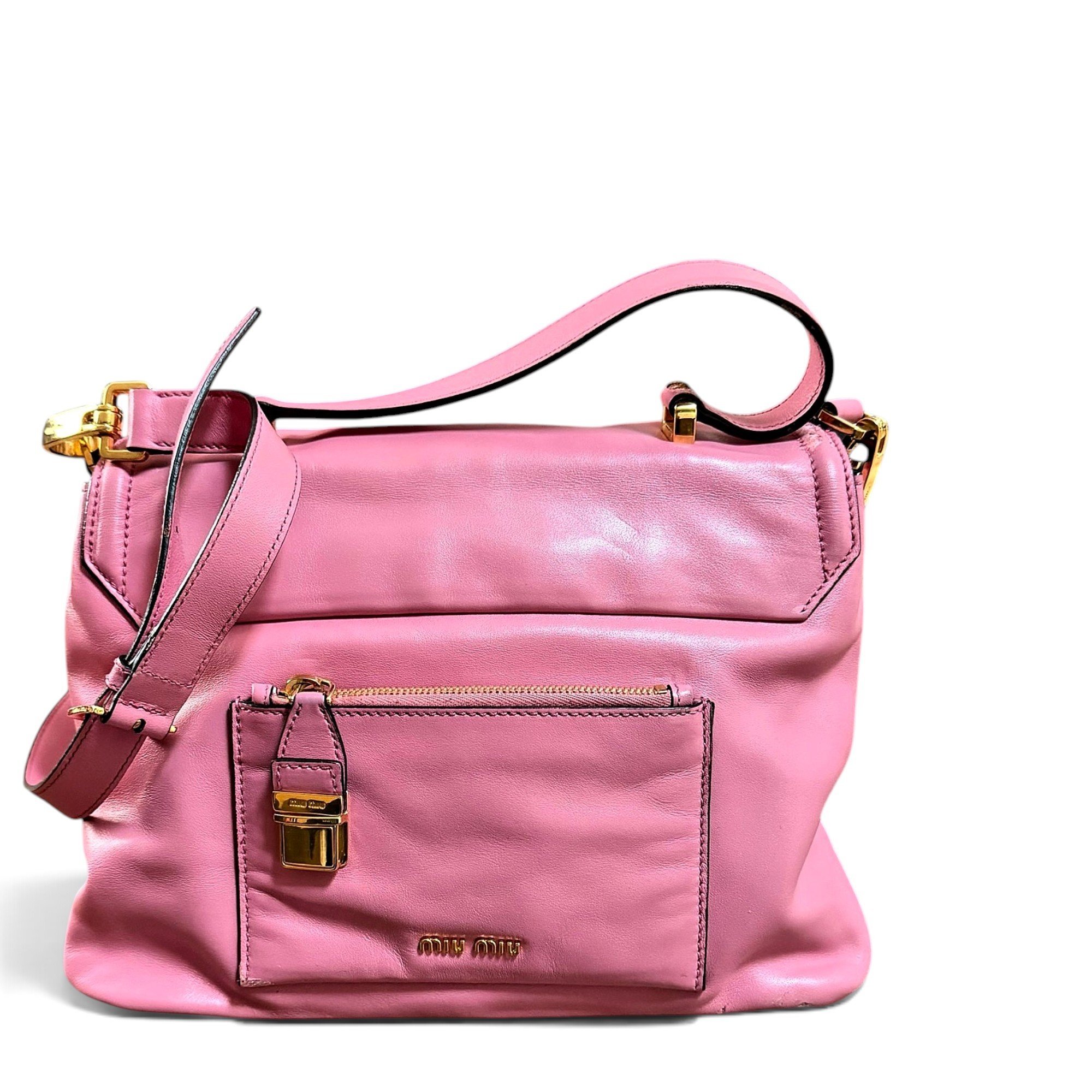 Pocket leather handbag
