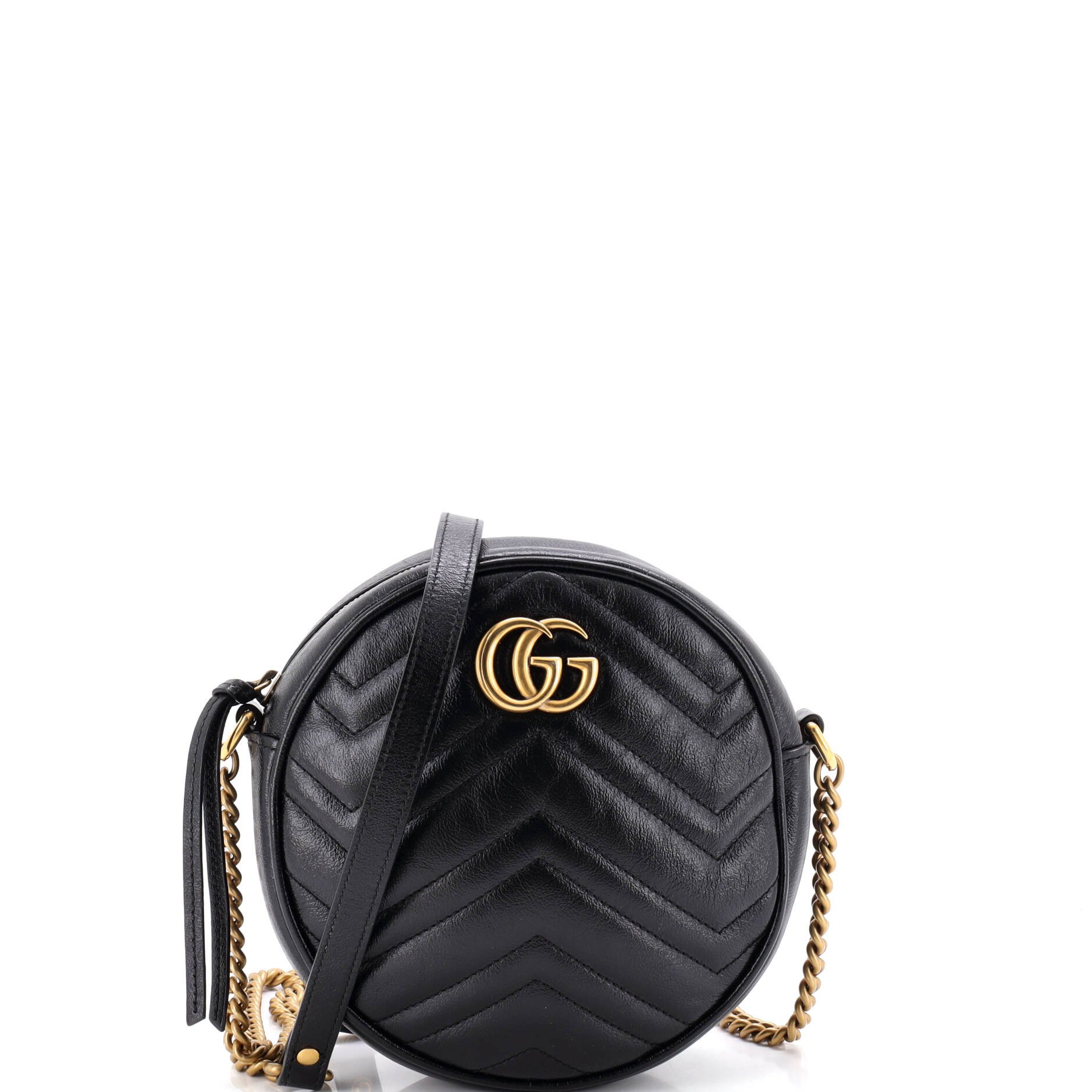 GG Marmont Round Shoulder Bag Matelasse Leather Mini