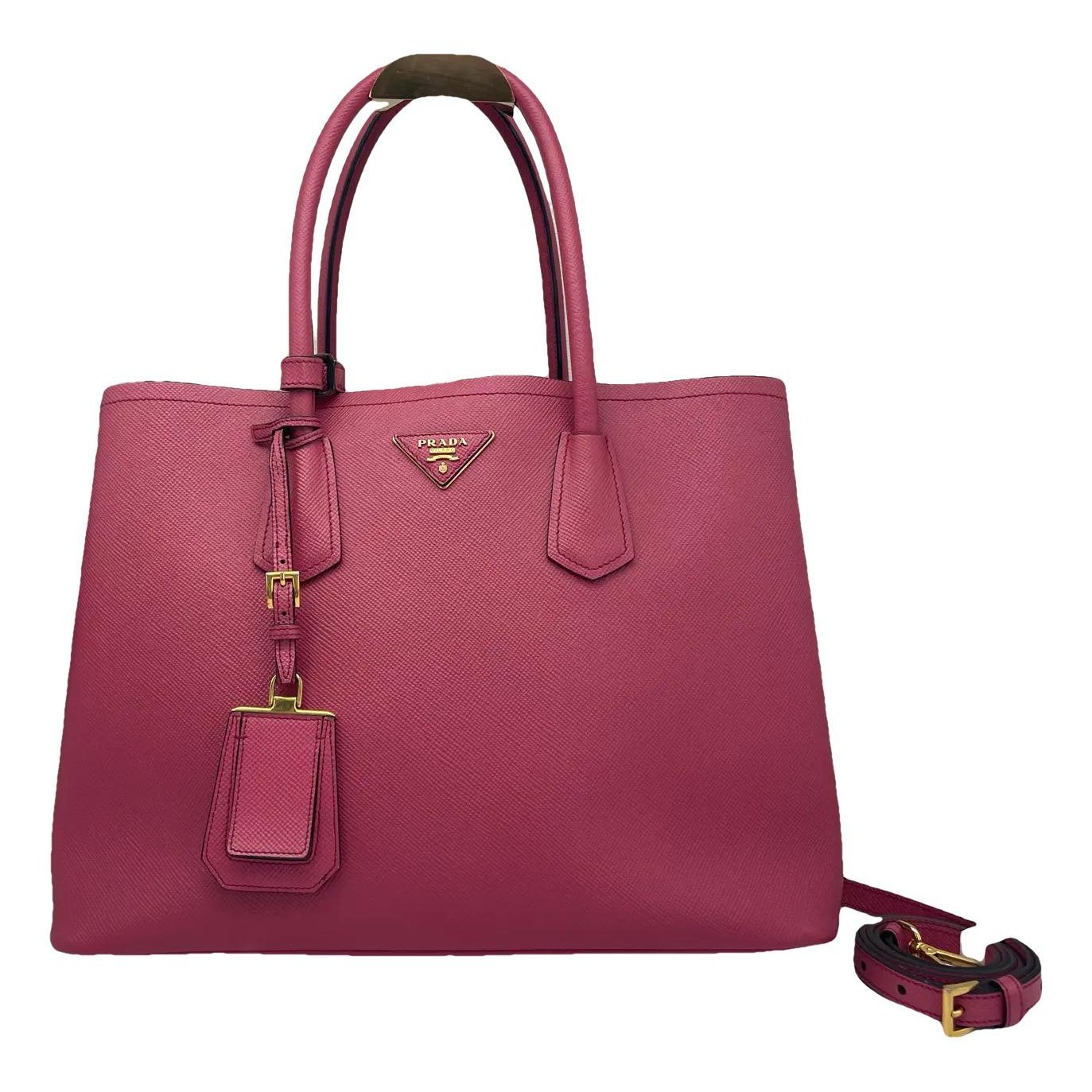 Double leather handbag