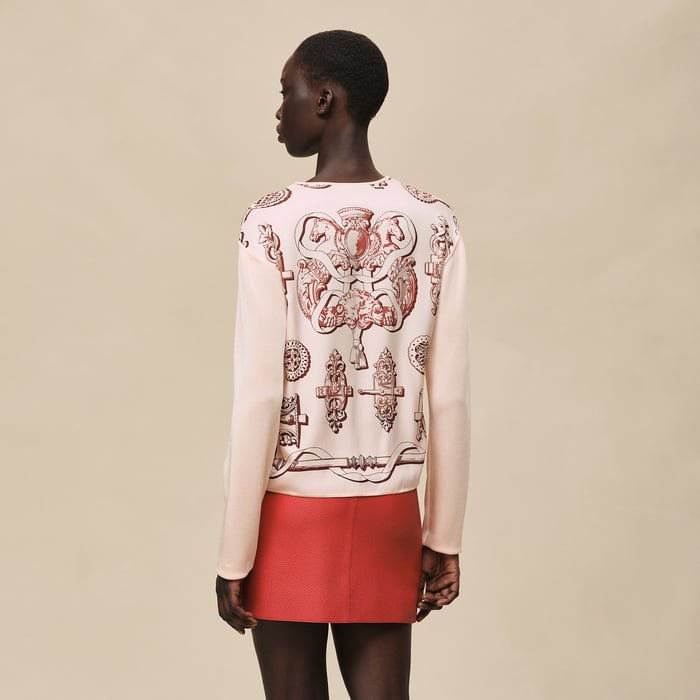 Rose Opaline "Ferronnerie Remix" Long-sleeve Twillaine Sweater