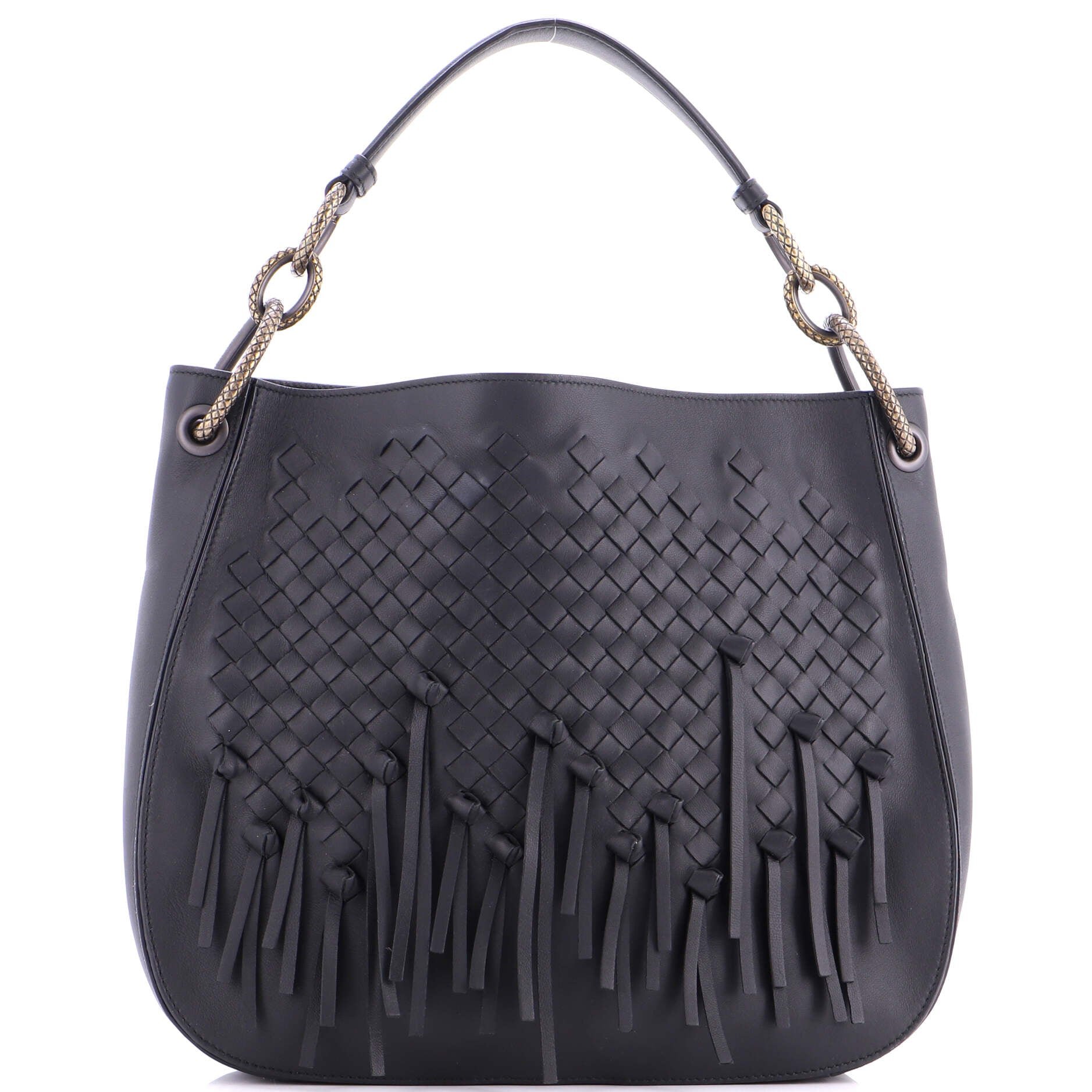Bottega Veneta Loop Shoulder Bag Fringe Intrecciato Nappa Medium