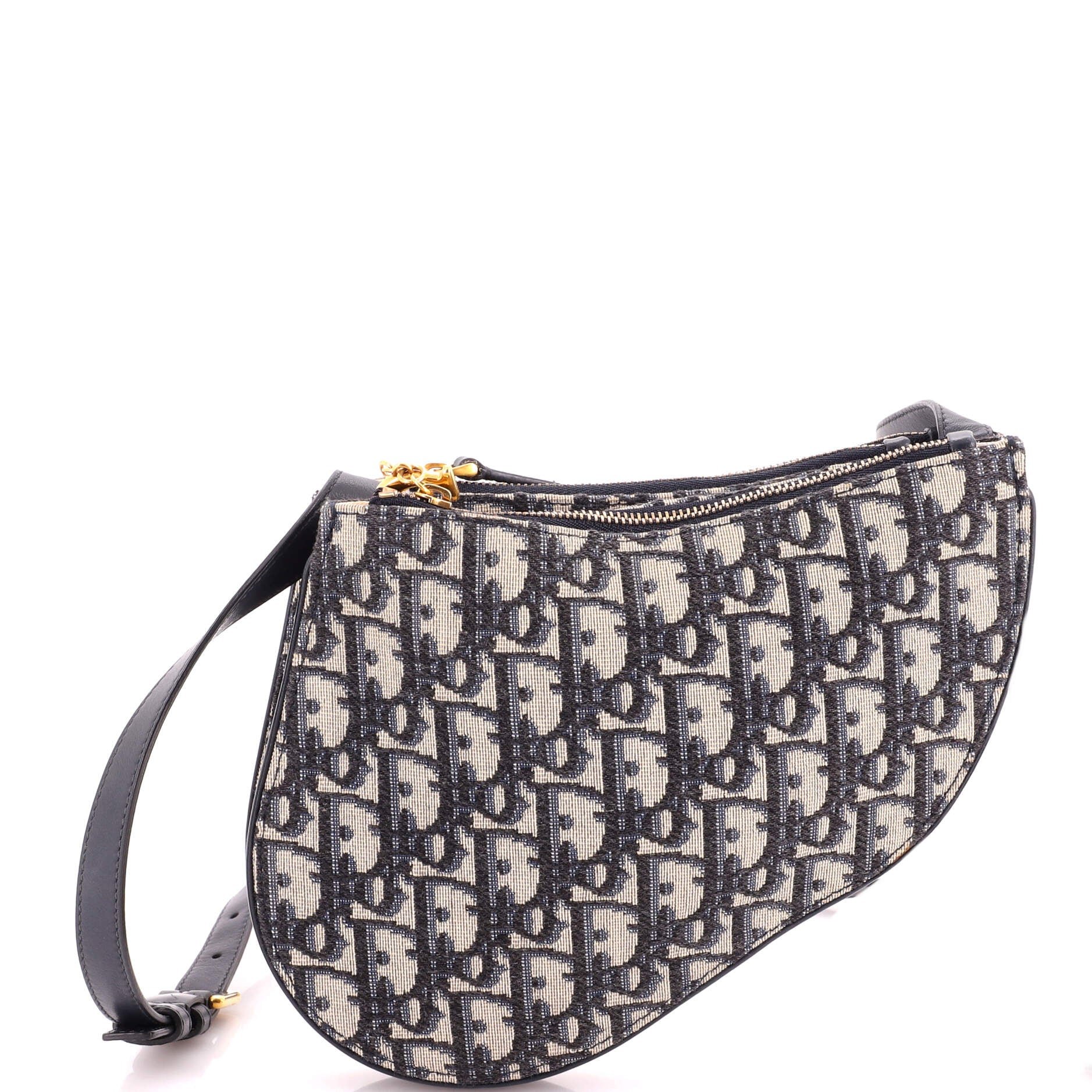 Saddle Triple Zip Crossbody Pouch Oblique Canvas