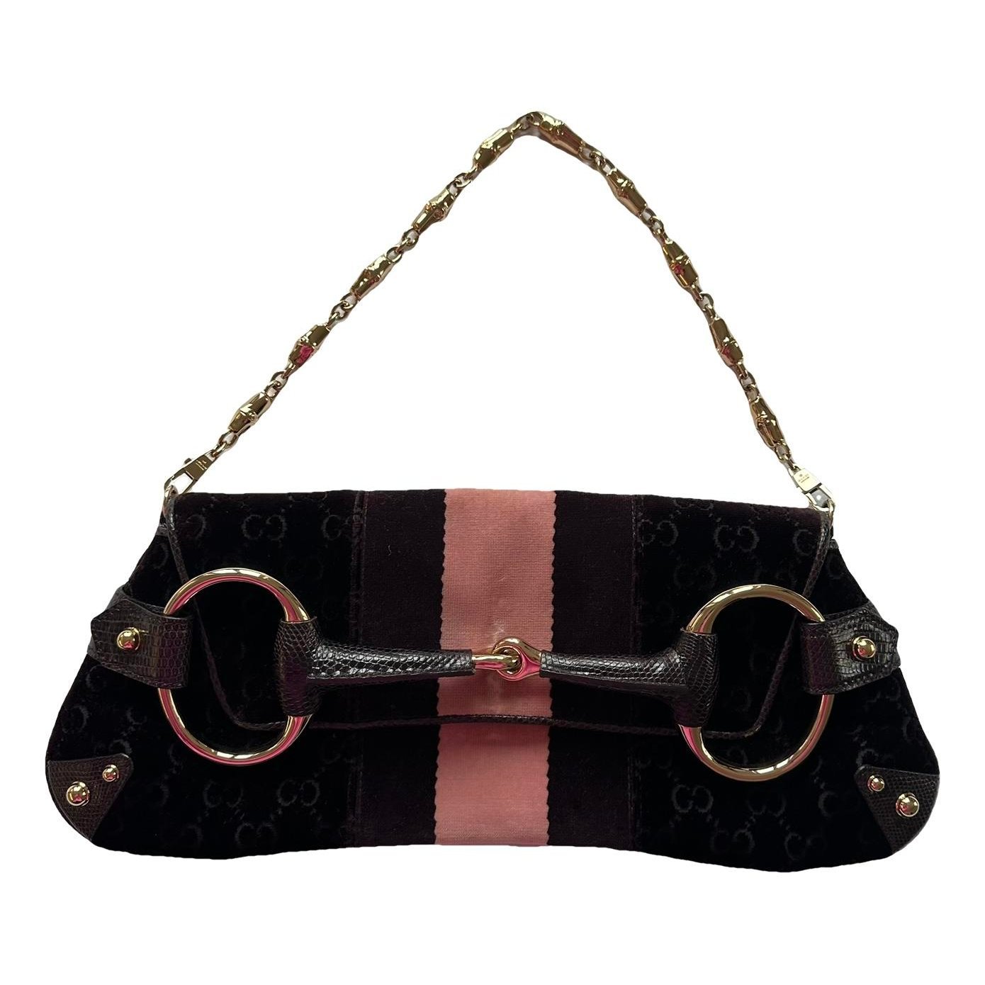 Horsebit Chain velvet handbag