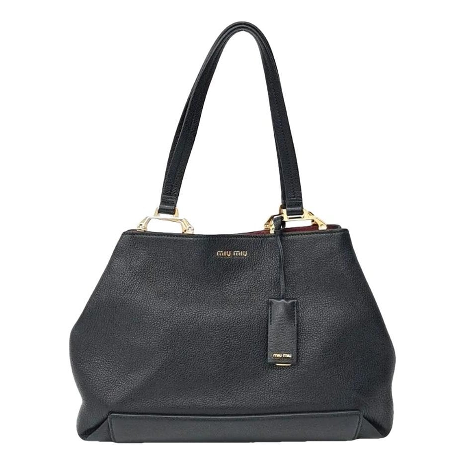 Madras leather tote