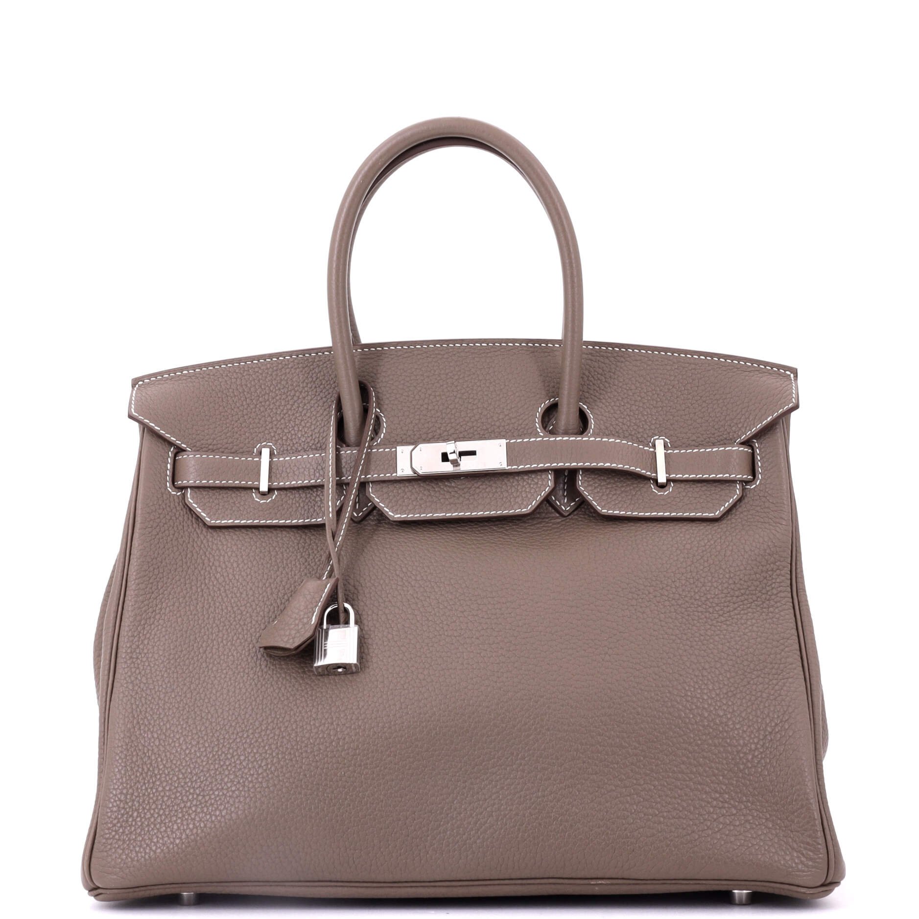 Hermes Birkin Handbag Grey Clemence with Palladium Hardware 35