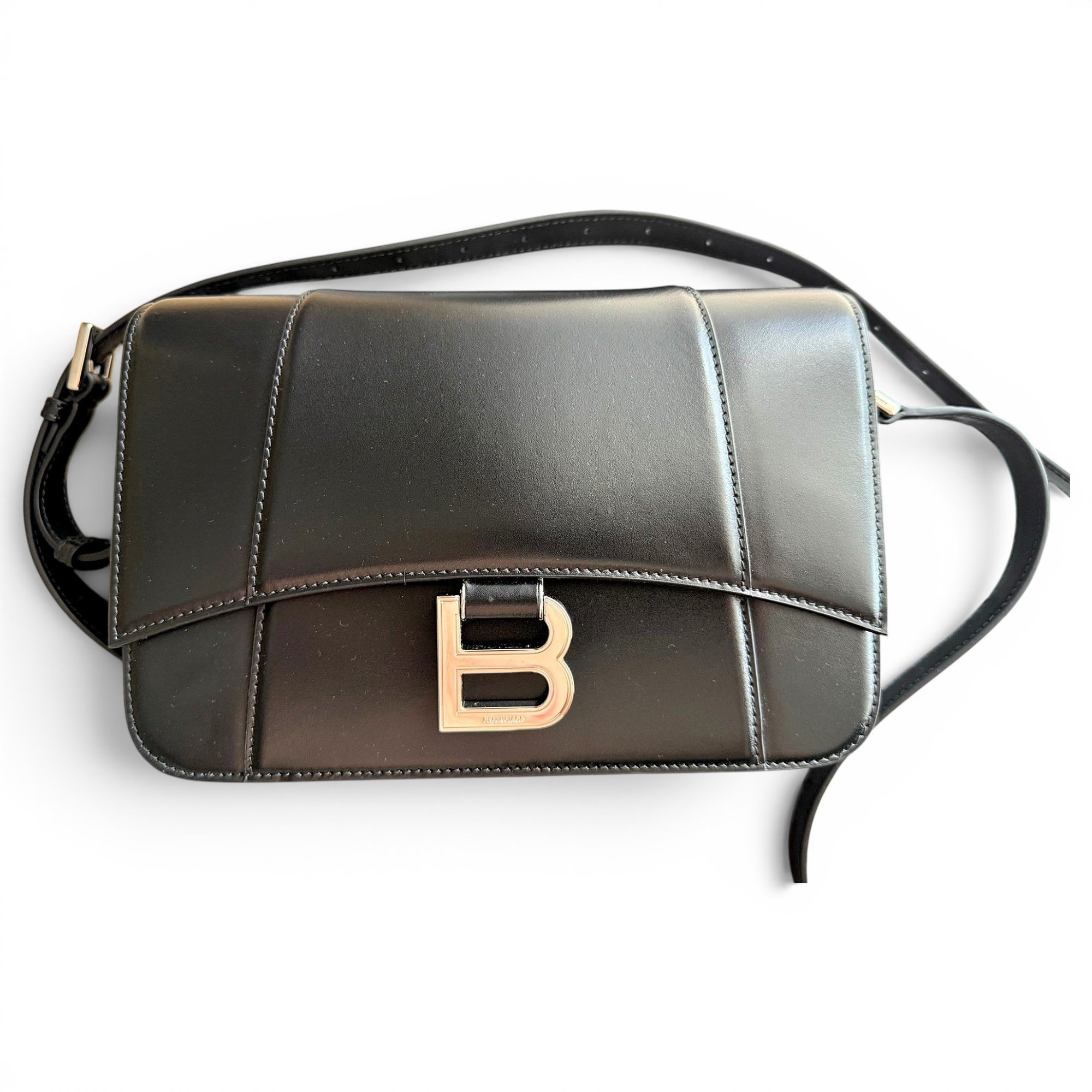 Hourglass leather handbag