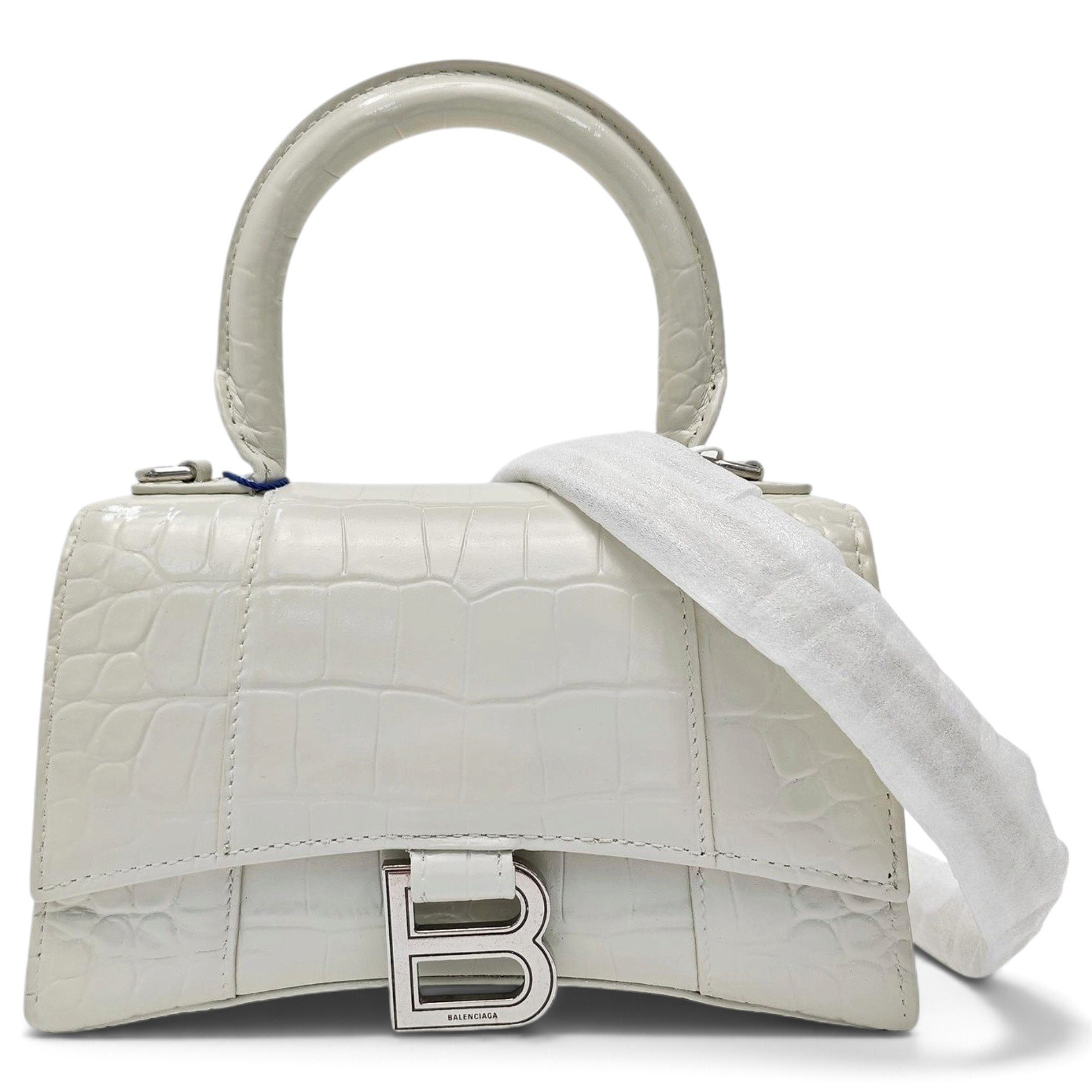 Hourglass leather handbag