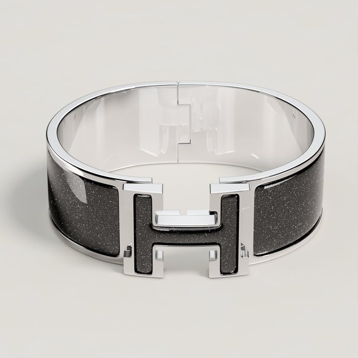 Noir Argenté Clic Clac H Glitter Bracelet
